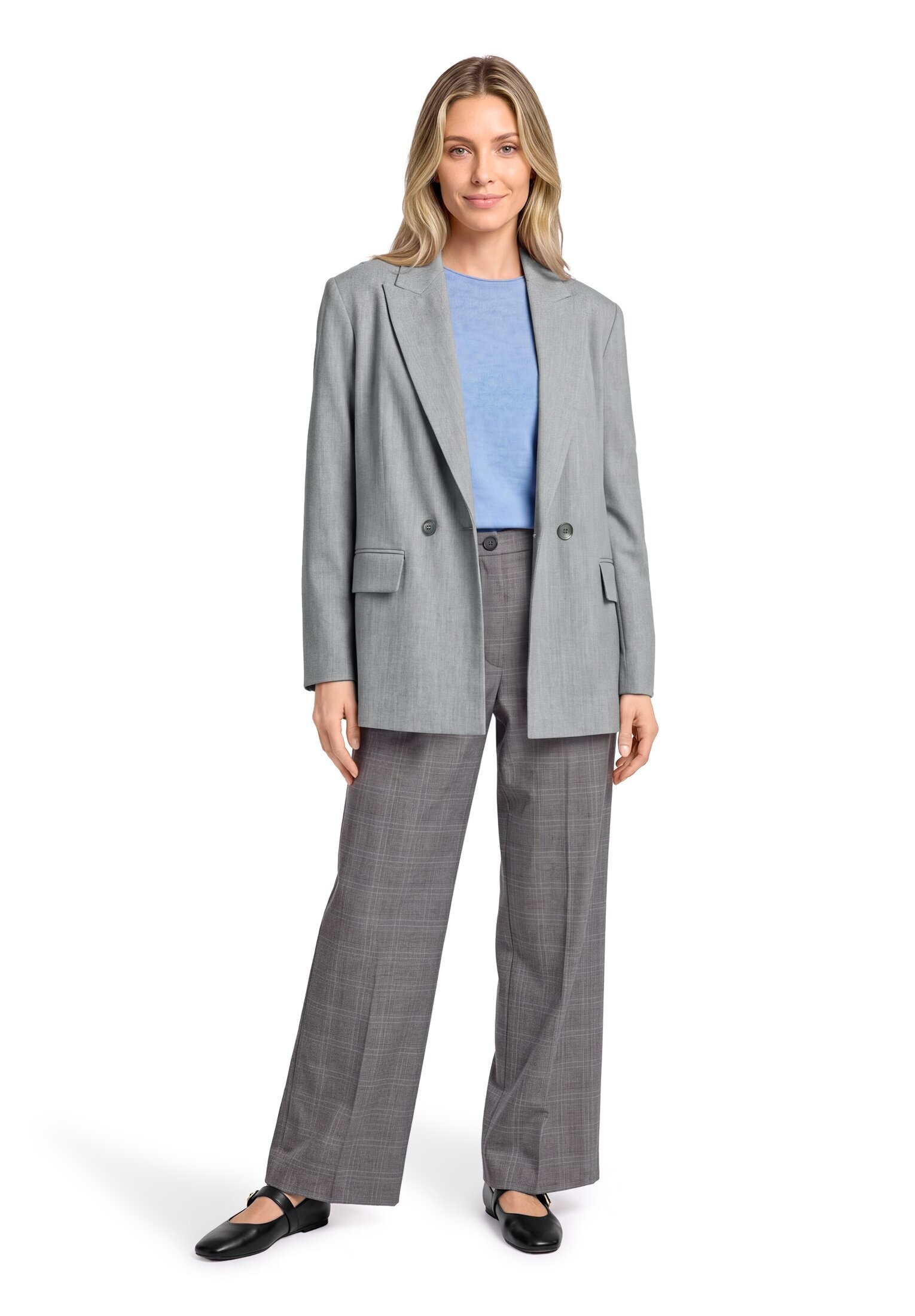 Betty&Co Stoffhose »Karo-Hose mit weitem Bein«