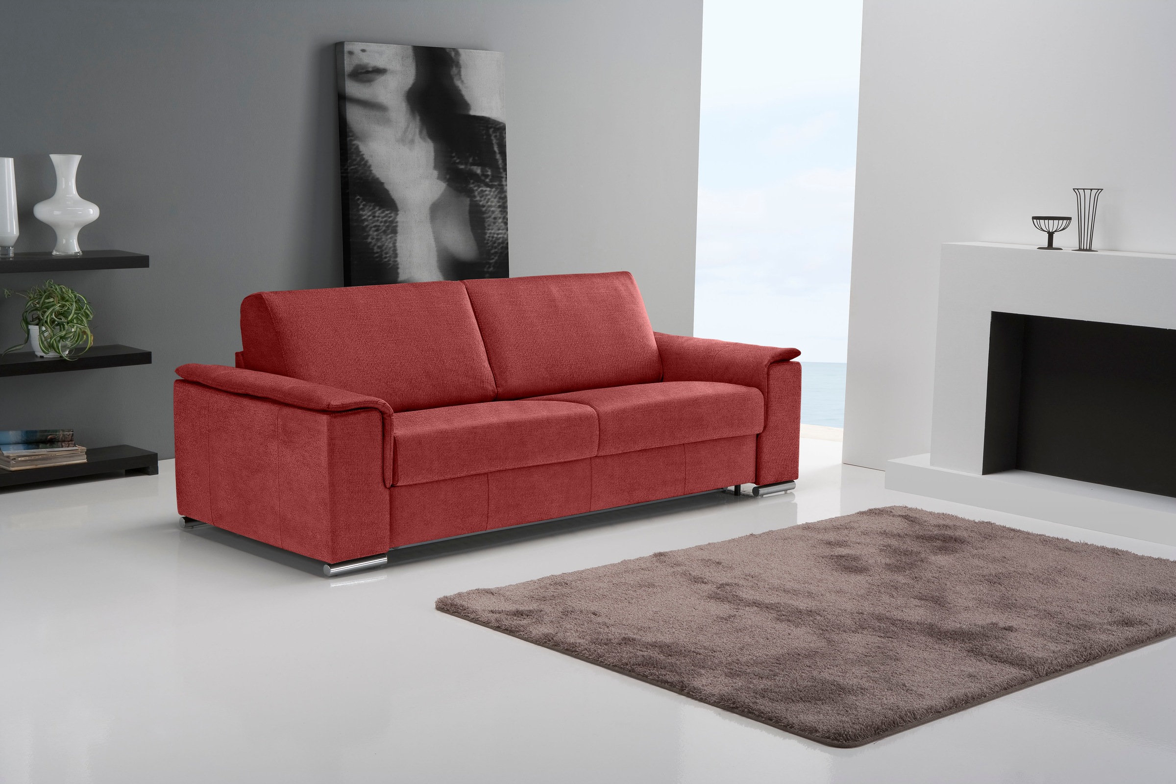 Egoitaliano 2,5-Sitzer »Cecilia, modern und elegant mit erstklassigem Sitzkomfort«, mit verchromten Metallfüßen