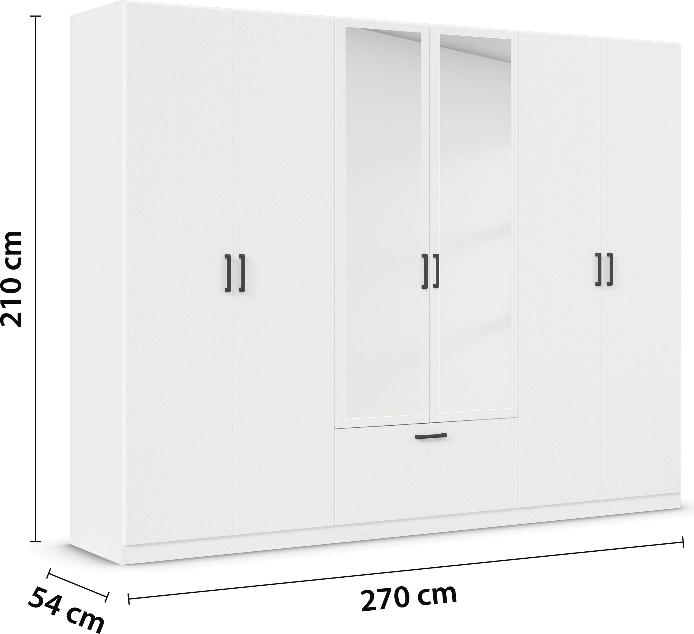 rauch Drehtürenschrank »Kleiderschrank Schrank Garderobe Wäscheschrank BARI mit Spiegel«, mit Schubasten mittig, moderner Griff in Graumetallic MADE IN GERMANY