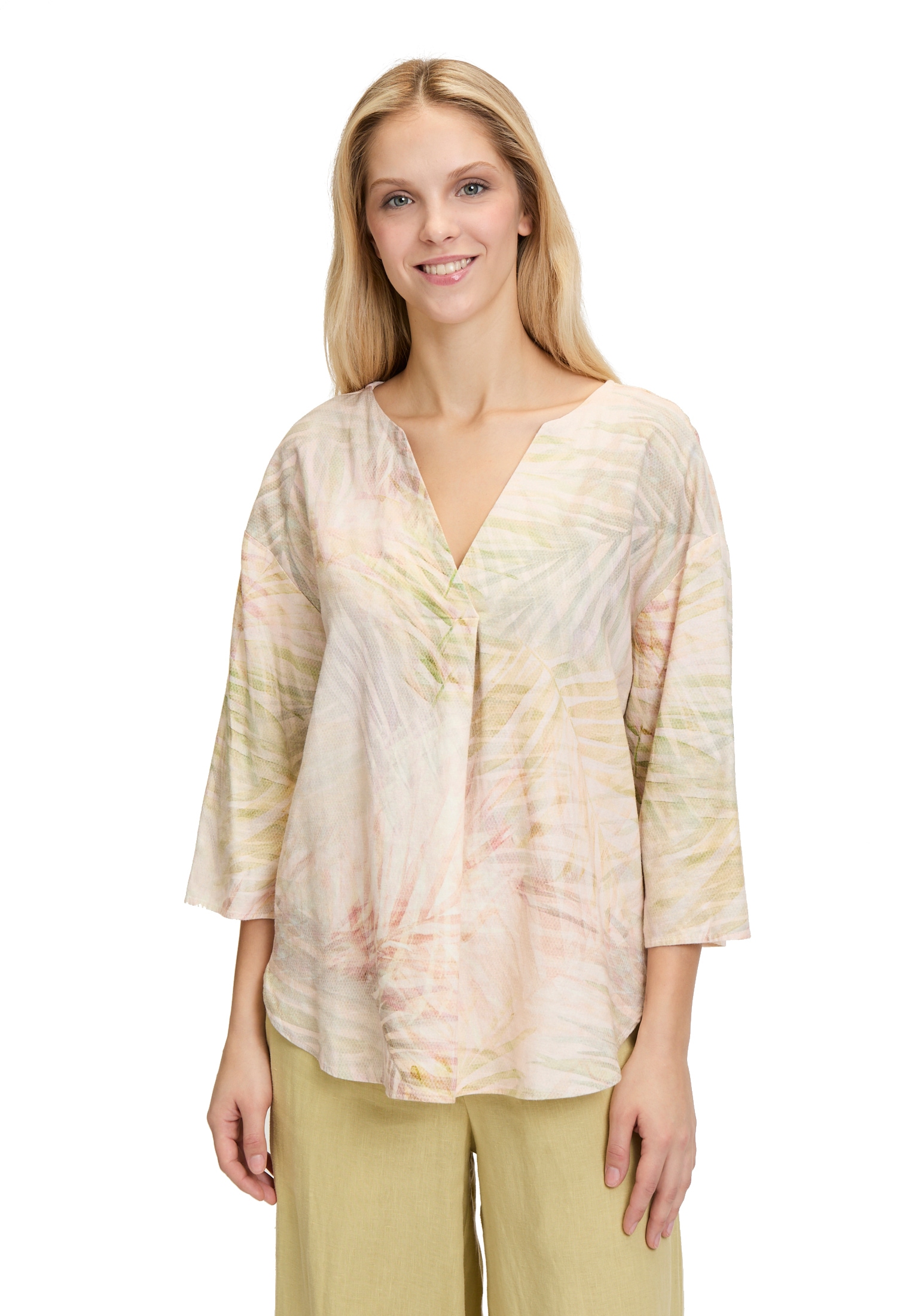 Cartoon Klassische Bluse »Leinenbluse mit V-Ausschnitt«