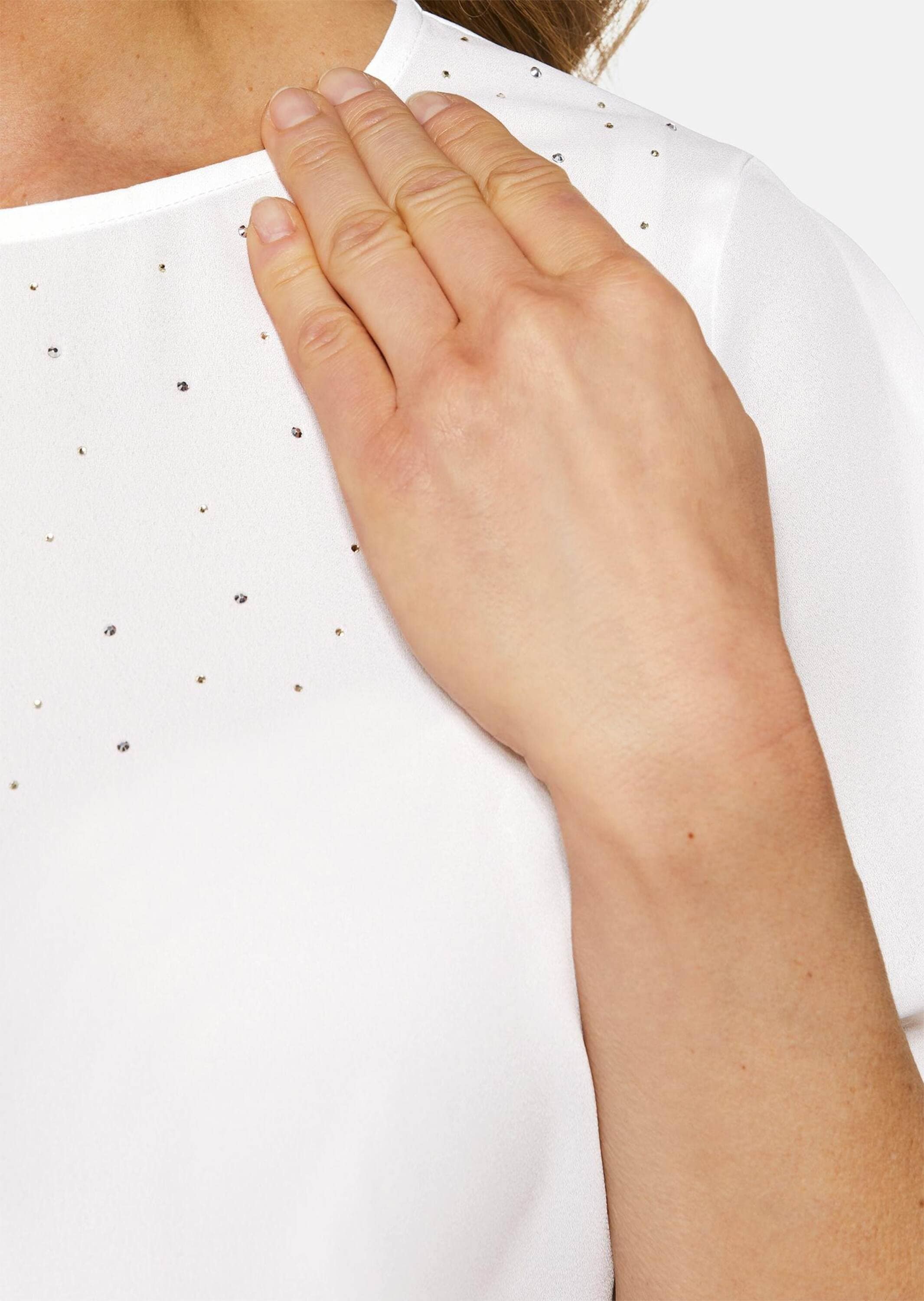 GOLDNER Kurzarmbluse »Elegante Bluse aus Chiffon mit Glitzersteinen« Ohne