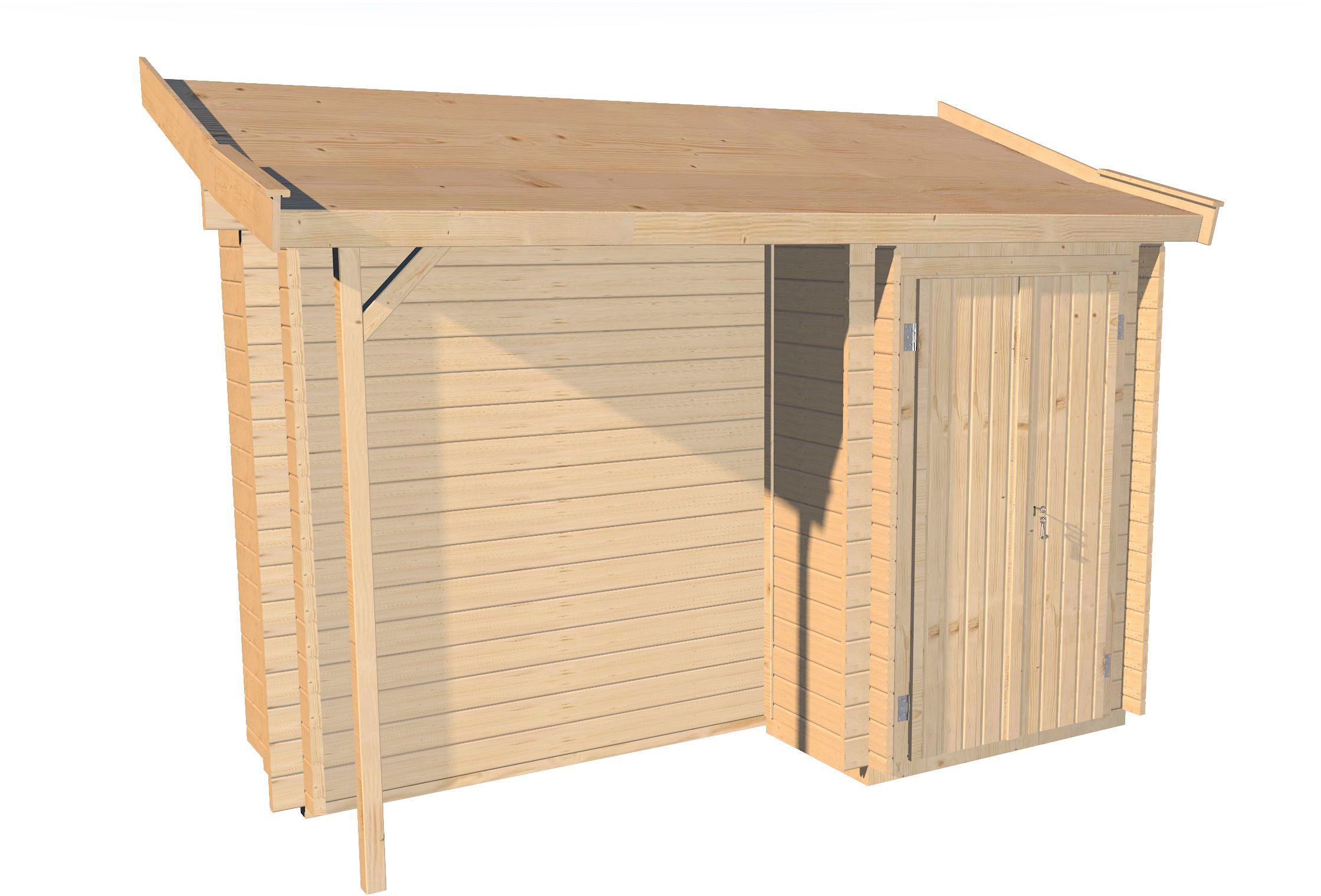 weka, Anbauschrank Anbauschrank mit Schleppdach für klassisches Stecksystem, naturbelassen, Massivholz, Metall, B/H/T: 85 cm x 210 cm x 330 cm, 