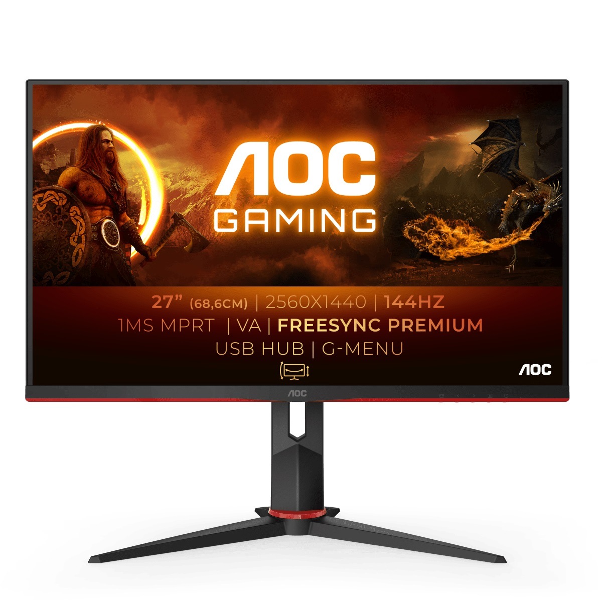 AOC Gaming-Monitor »Q27G2U/BK«, 69 cm/27 Zoll, 2560 x 1440 px, 1 ms  Reaktionszeit, 144 Hz ➥ 3 Jahre XXL Garantie | UNIVERSAL
