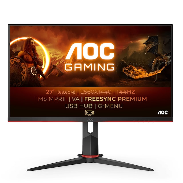 AOC Gaming-Monitor »Q27G2U/BK«, 69 cm/27 Zoll, 2560 x 1440 px, 1 ms  Reaktionszeit, 144 Hz ➥ 3 Jahre XXL Garantie | UNIVERSAL