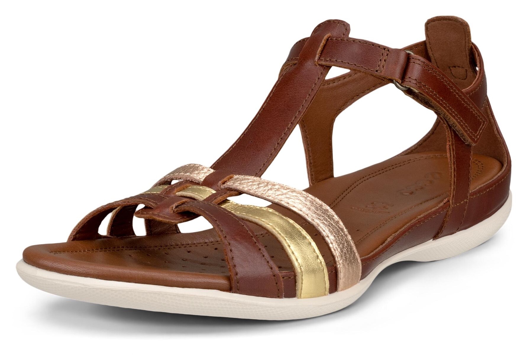 Ecco Riemchensandale »FLASH«, Sommerschuh, Sandalette, Klettschuh, im Metallic-Look