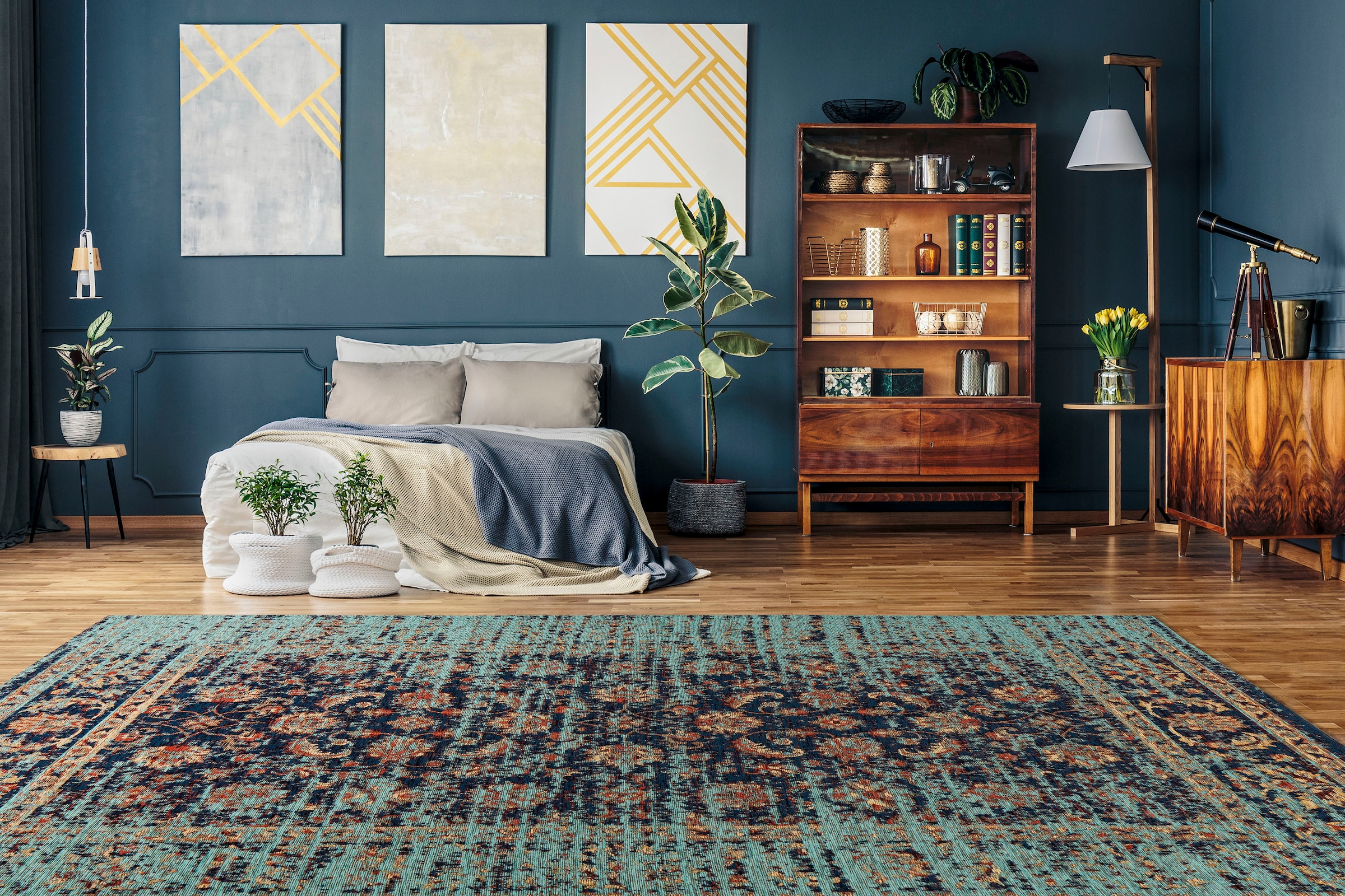 Padiro Teppich »Charme 225« rechteckig 5 mm Höhe Chenille Flachgewebe im Vintage Stil