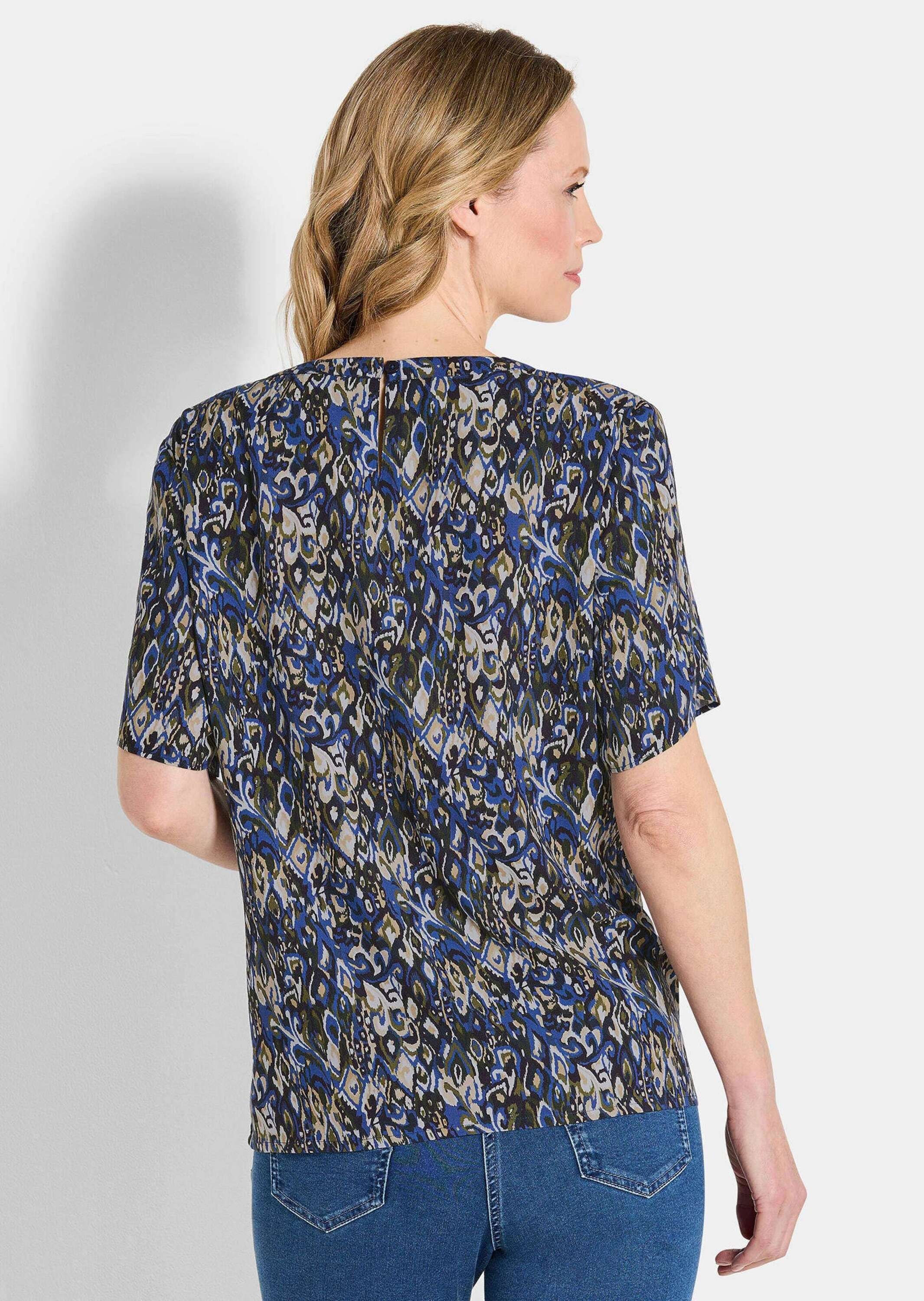 GOLDNER Schlupfbluse »Kurzgröße Elegantes Halbarm Blusenshirt, Druck« doppellagige Ärmel