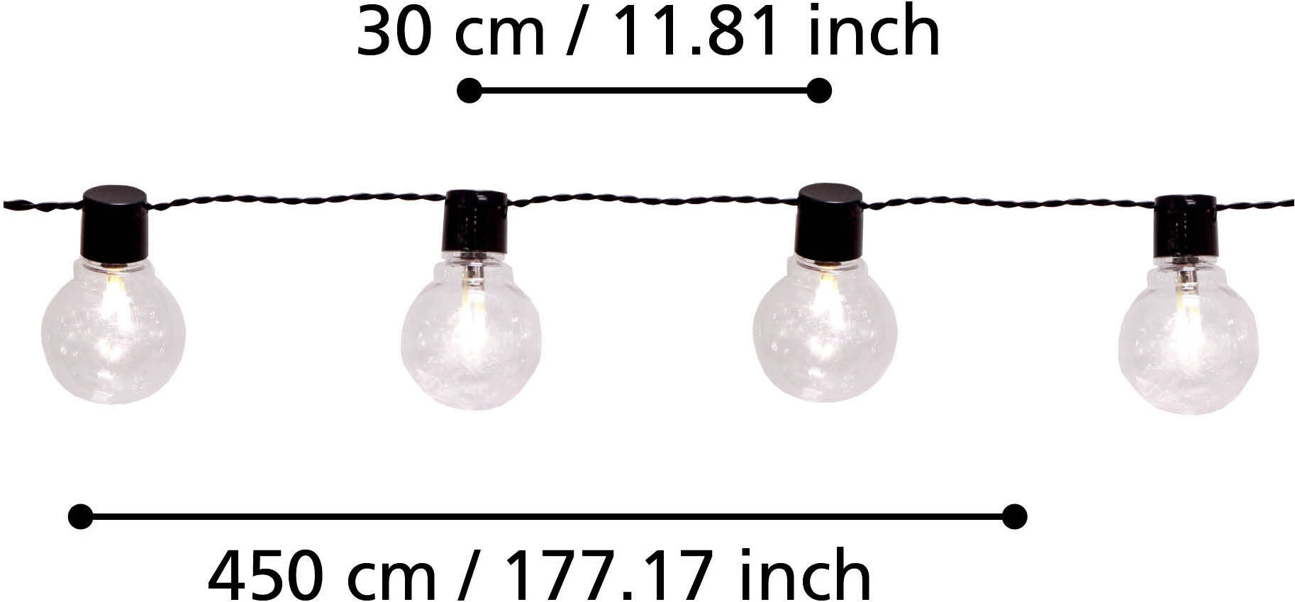 EGLO Lichterkette »LED Lichterkette , Balkon Deko, IP44, mit Glühbirnen, dekorative« 16 Stk.-flammig aus Kunststoff, 4,5m Kabel, 16 Birnen, Outdoor, Terrasse, Balkon