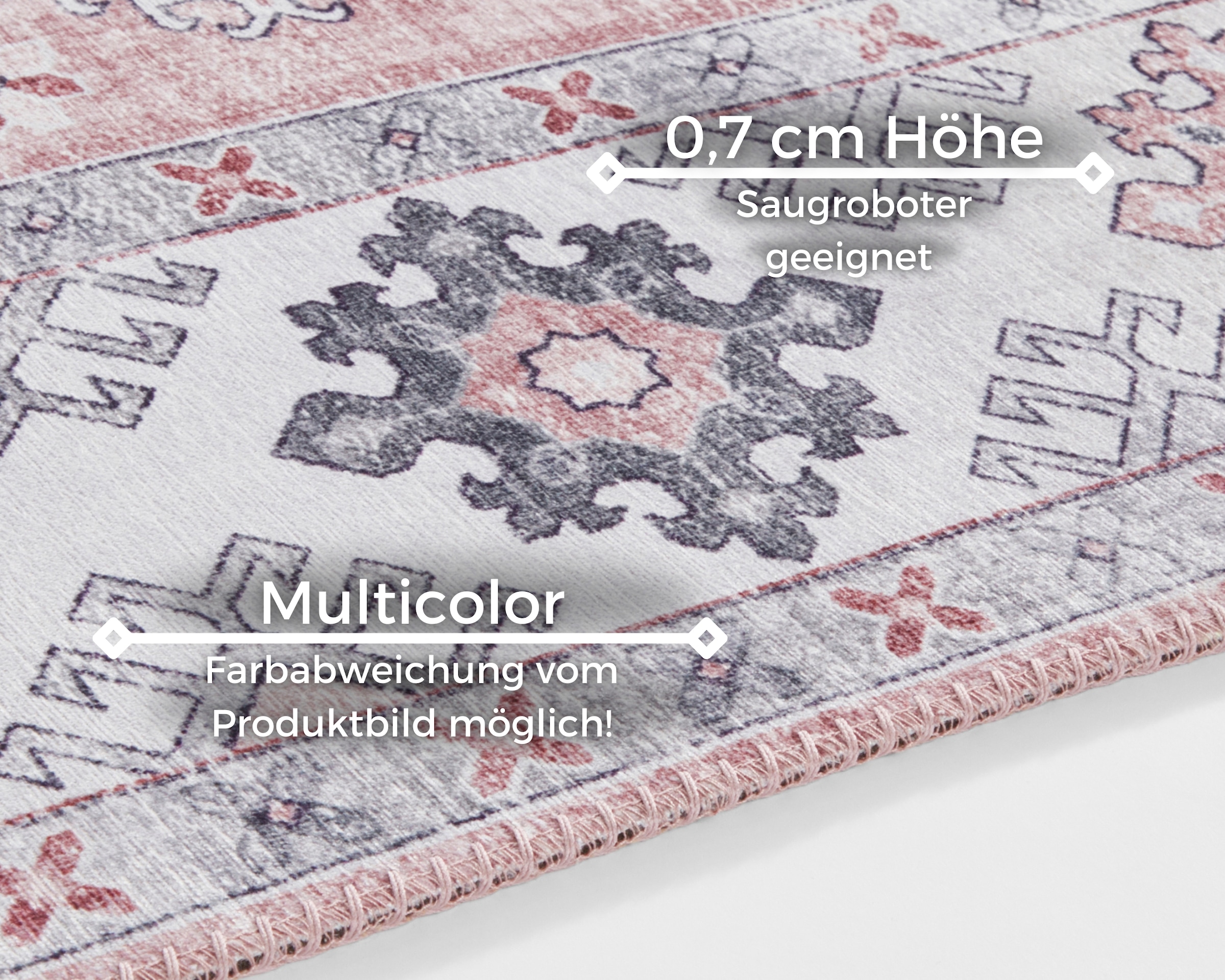 NORTHRUGS Teppich »Gratia«, rechteckig, 5 mm Höhe, Orientalisch, Vintage, Flachgewebe, Läufer, Wohnzimmer, Schlafzimmer
