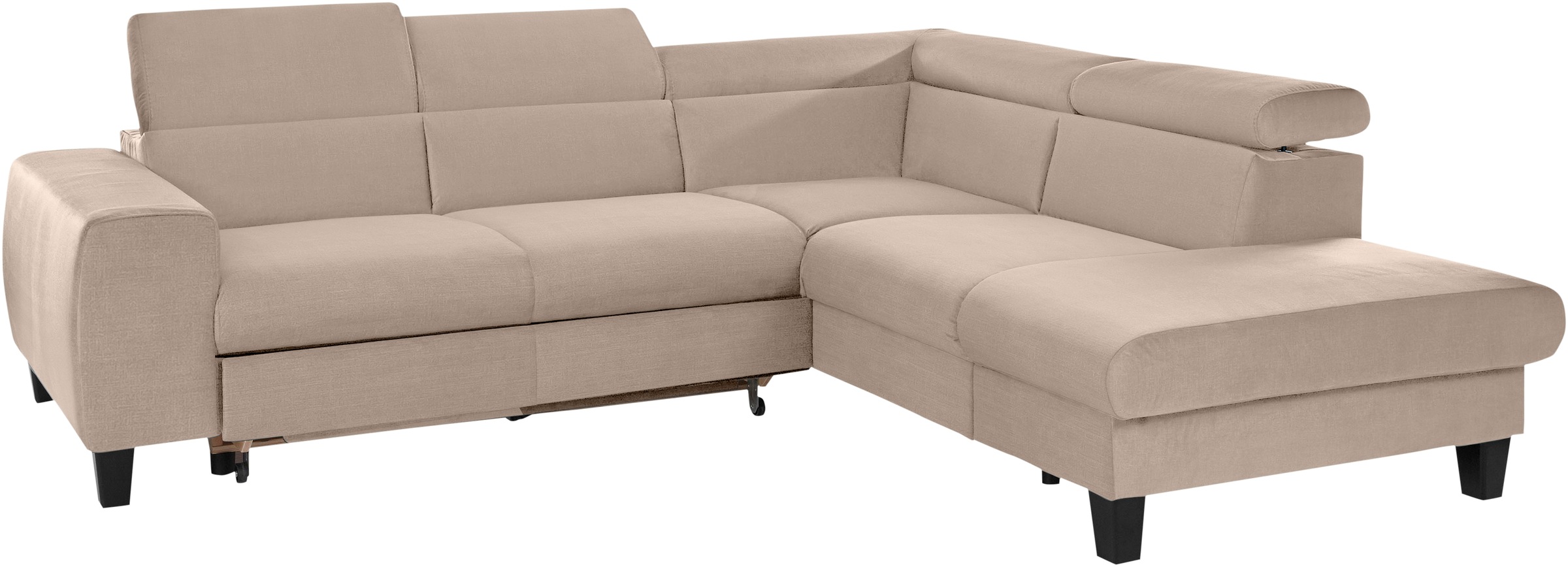 COTTA Ecksofa »Morven L-Form mit Kopfteilverstellung«, wahlweise mit Bettfunktion, Bettkasten & Wireless-Charger