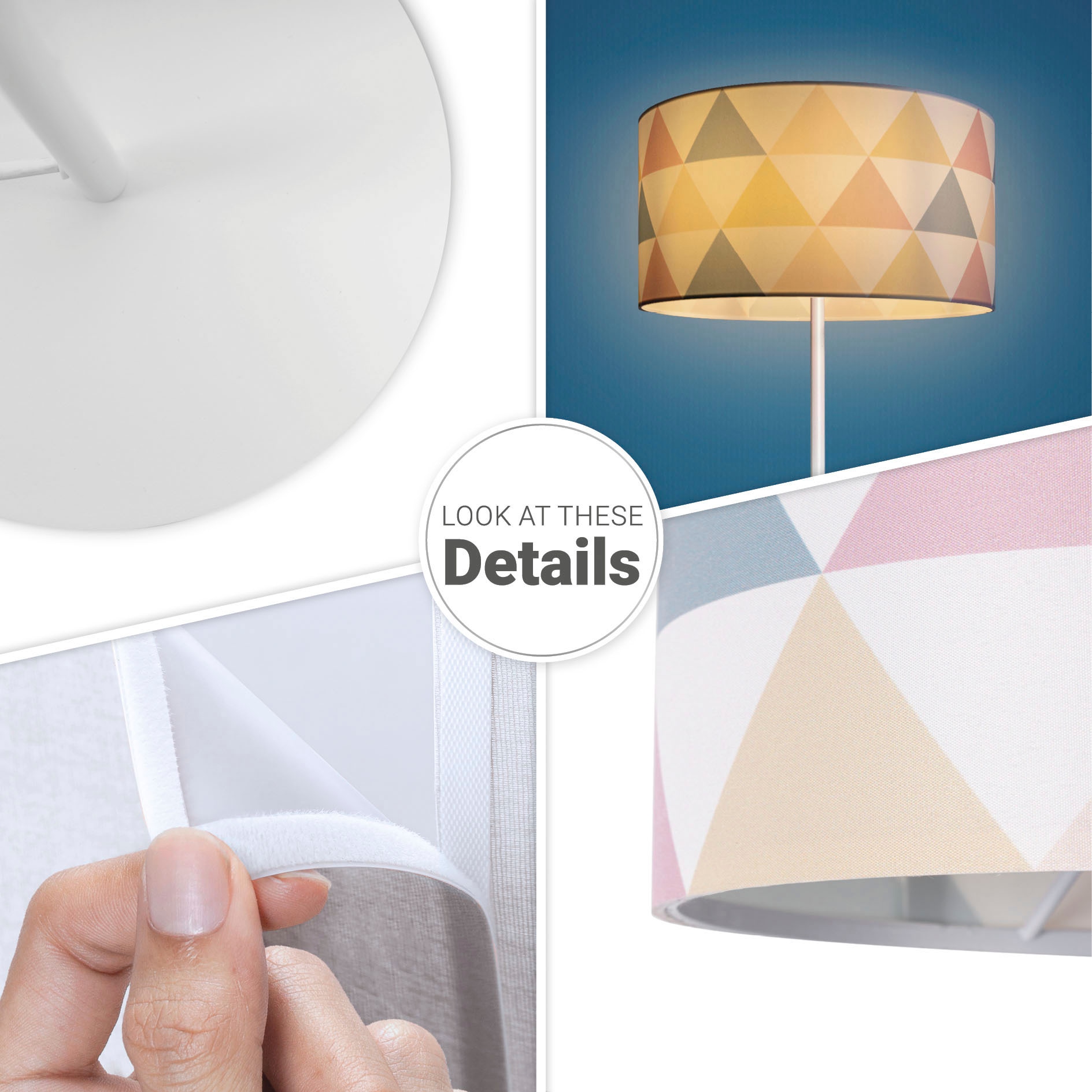 Standleuchte Stehlampe Delta«, Home Paco »Luca Jahren Textil Wohnzimmer online mit 3 Stoffschirm kaufen Garantie Dreieck | Bunt Stehlampe XXL