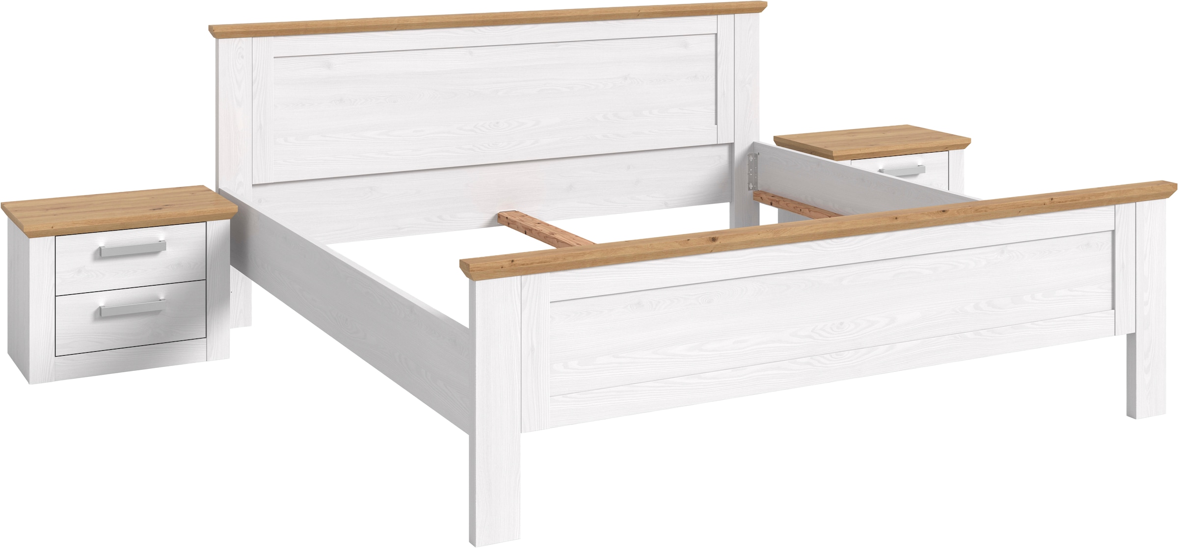 Home affaire Schlafzimmer-Set »COSENZA, 3-teilig., best. aus: Bettgestell & 2x Nachttisch« Matratzengröße 180x200 cm, viel Stauraum, ohne Lattenrost & Matratze, 3 tlg. tlg.
