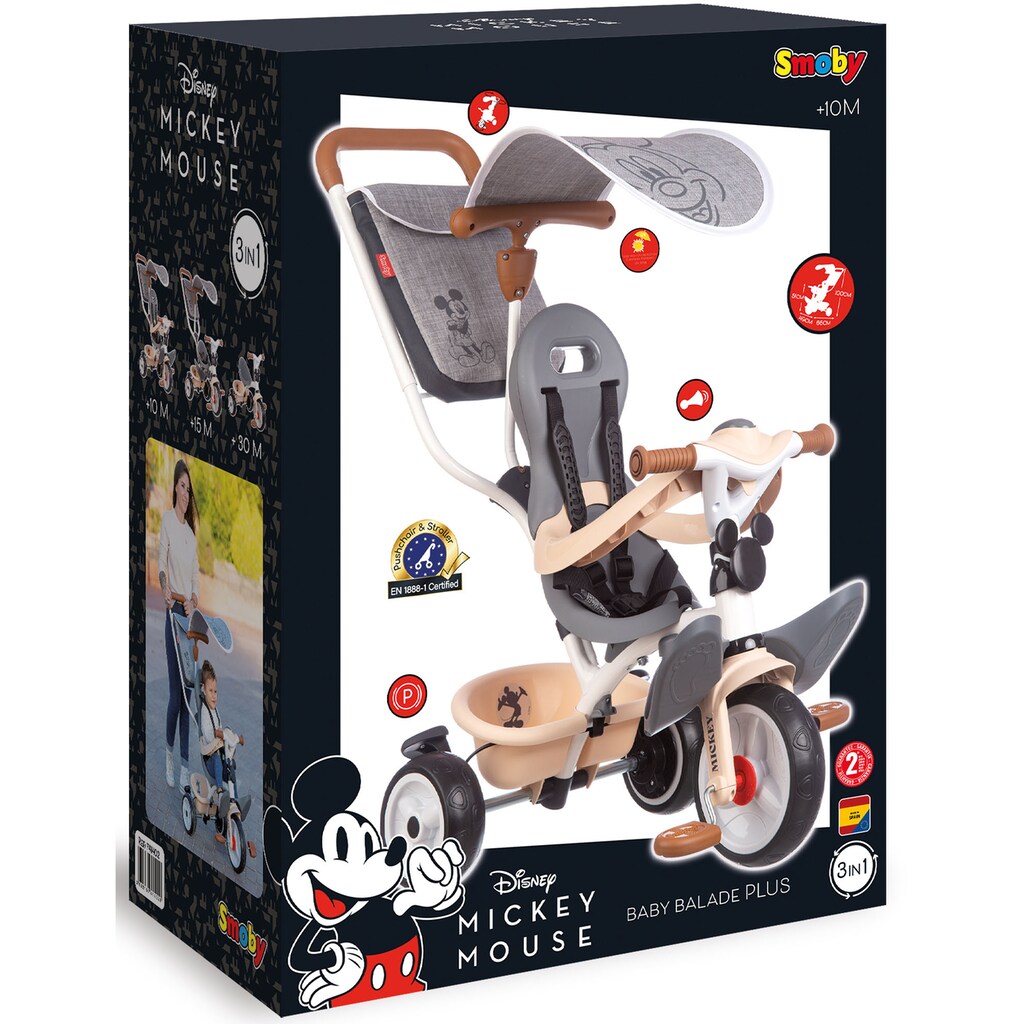 Smoby Dreirad »Baby Balade Plus, Mickey«, mit Sonnendach; Made in Europe