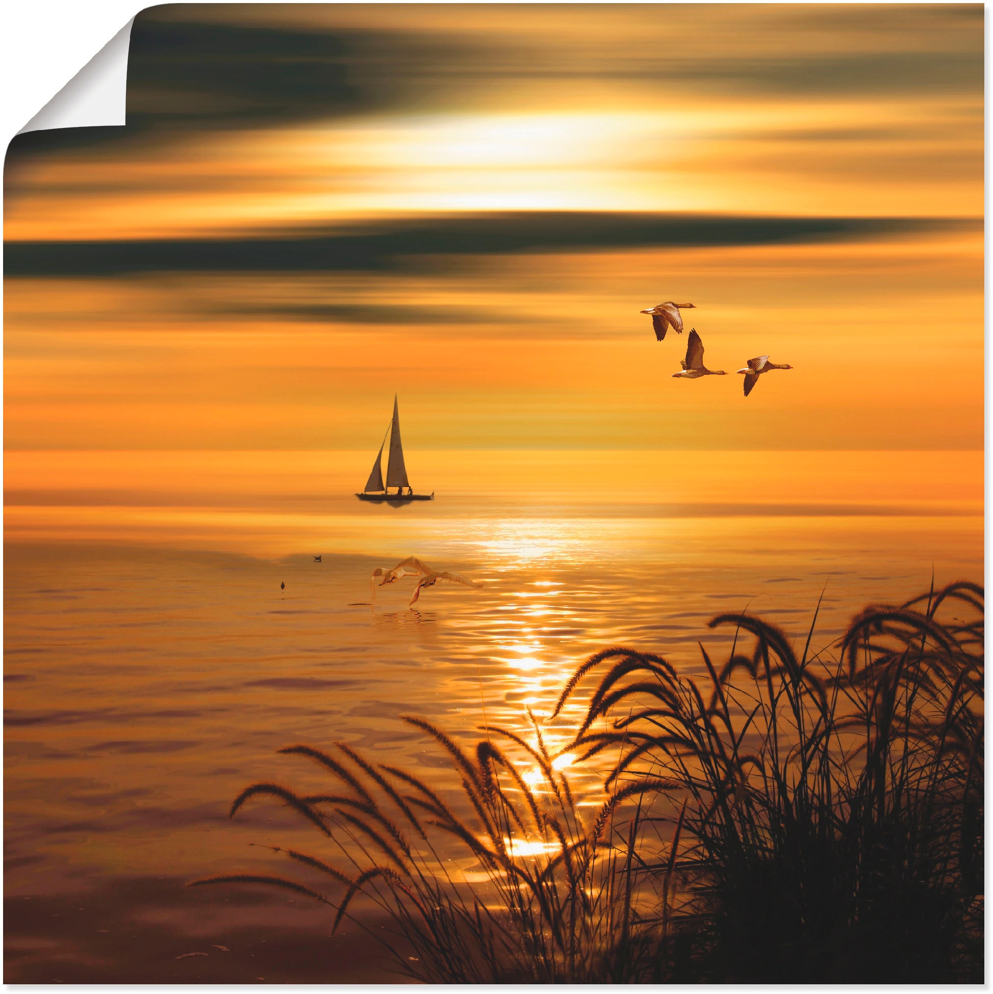 Artland Wandbild »Goldene See Impressionen«, Gewässer, (1 St.), als  Leinwandbild, Wandaufkleber oder Poster in versch. Größen auf Raten  bestellen