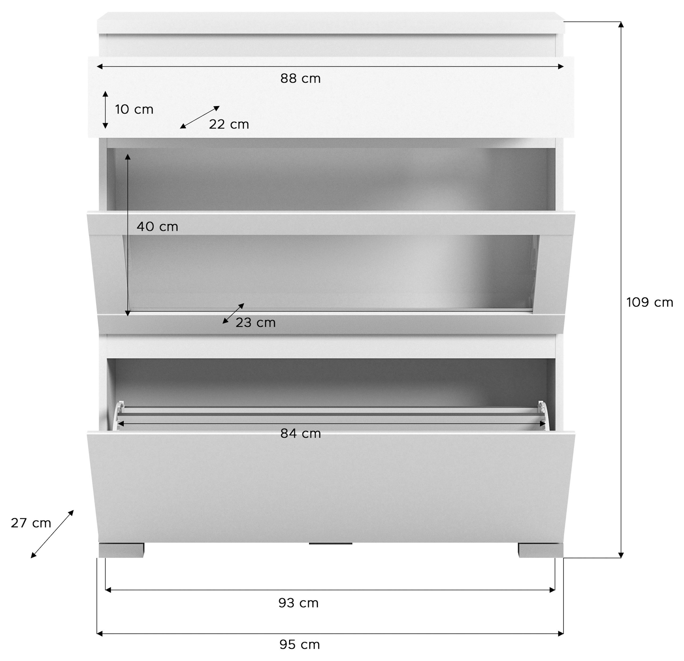 INOSIGN Schuhschrank »Skoskap, Tiefe 27cm, 2 Klappen, 1 Schubkasten, Platz für 8 Schuhpaare«, Schuhkipper, Schuhkommode, Schuhregal, Kommode, Anrichte
