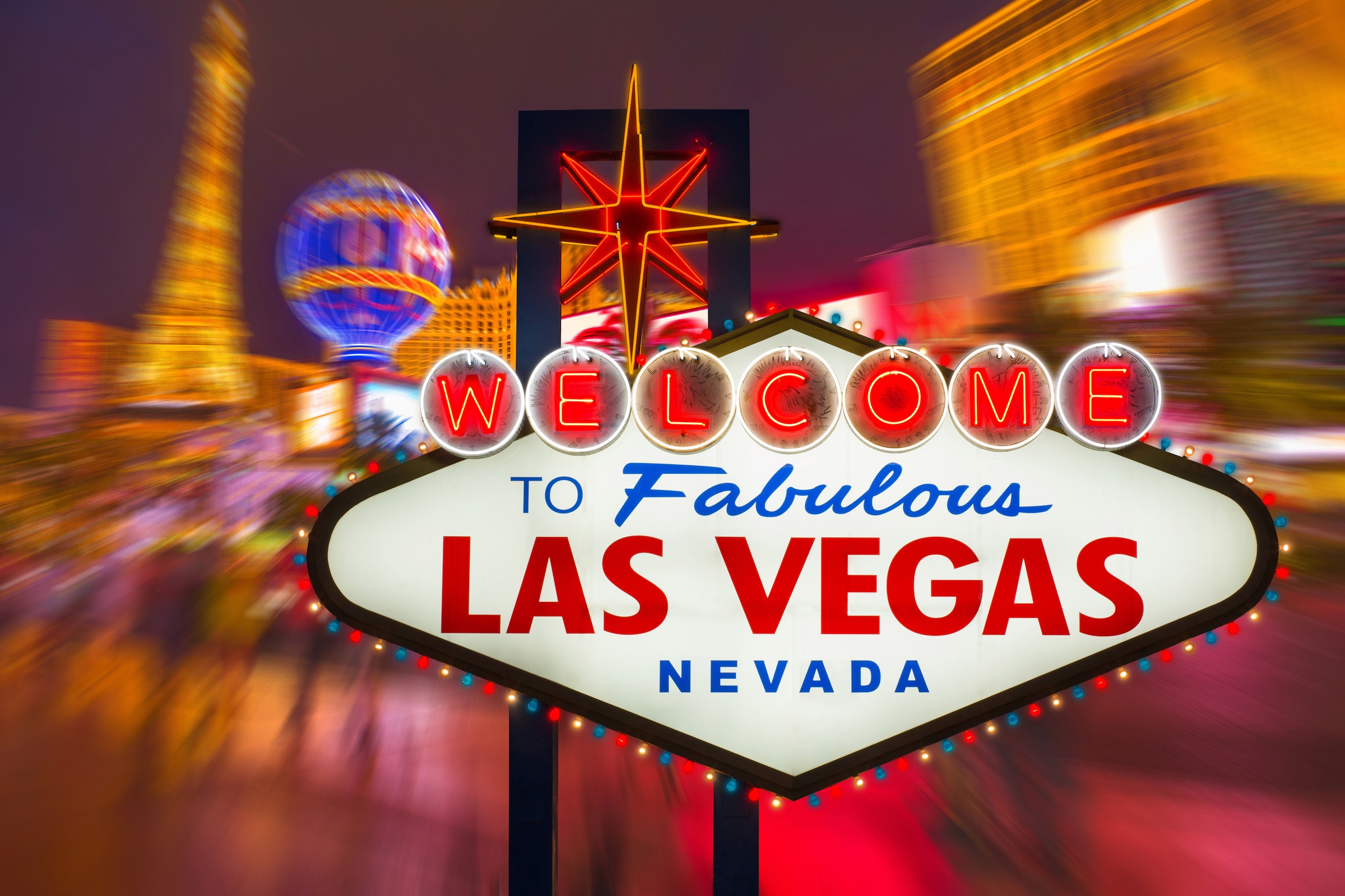Papermoon, Fototapete »Fabulous Las vegas« glatt, bunt, Vlies, B/L: 3 m m x 2,23 m m - Bahnen: 6 Stk. St., bunt
