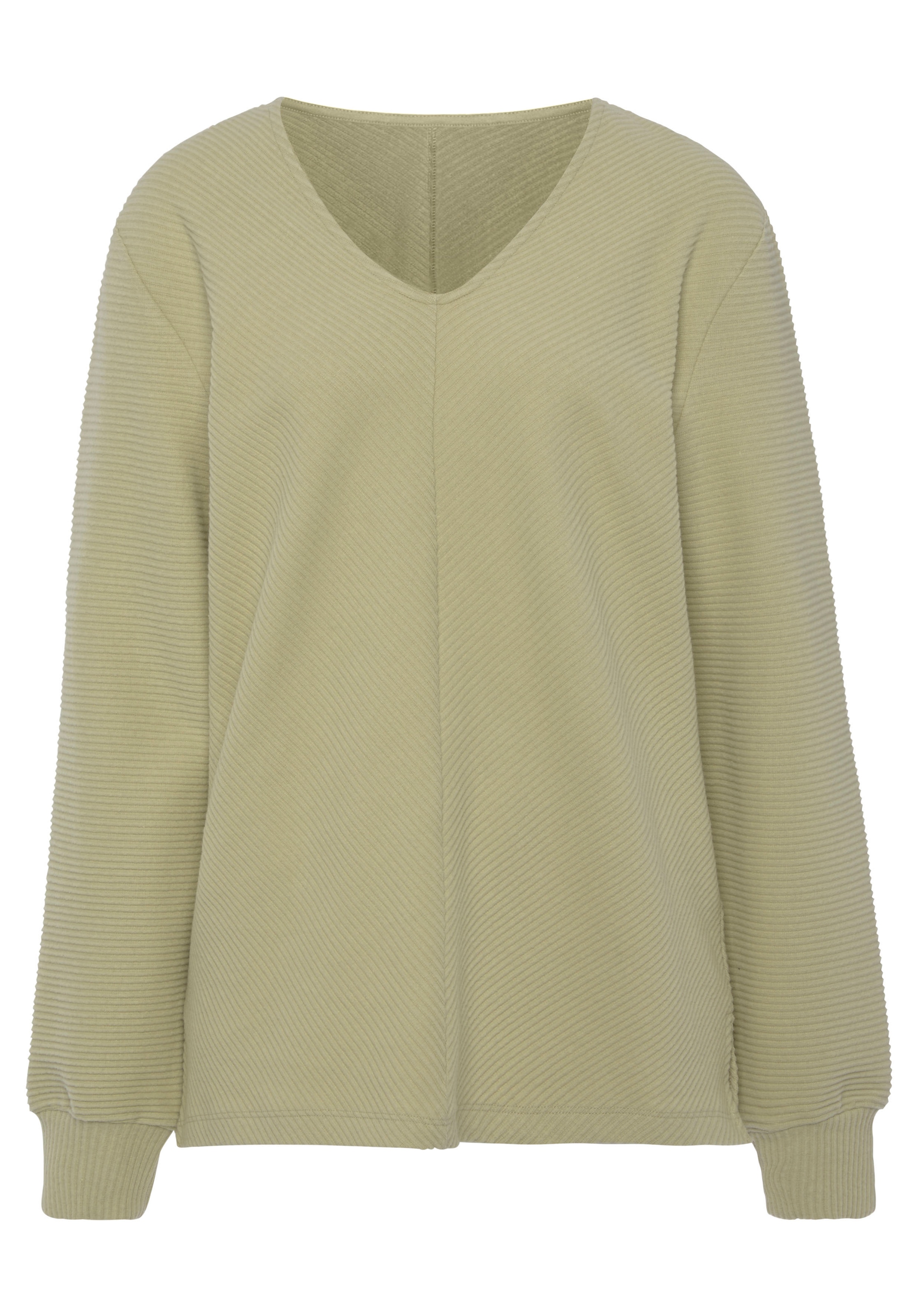 s.Oliver Sweatshirt »-Langarmshirt mit V-Ausschnitt«, und weiche Rippbündchen, Loungeanzug