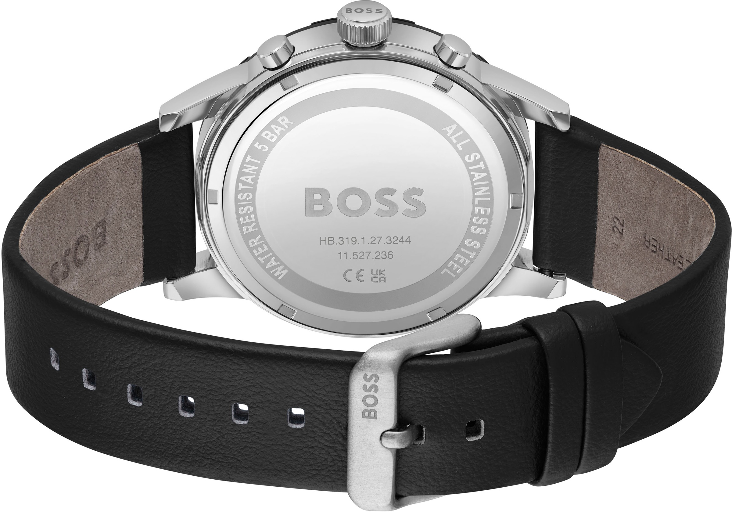 BOSS Chronograph »SOLGRADE«, Solaruhr, Herrenuhr, Armbanduhr, Stoppfunktion, Lederarmband