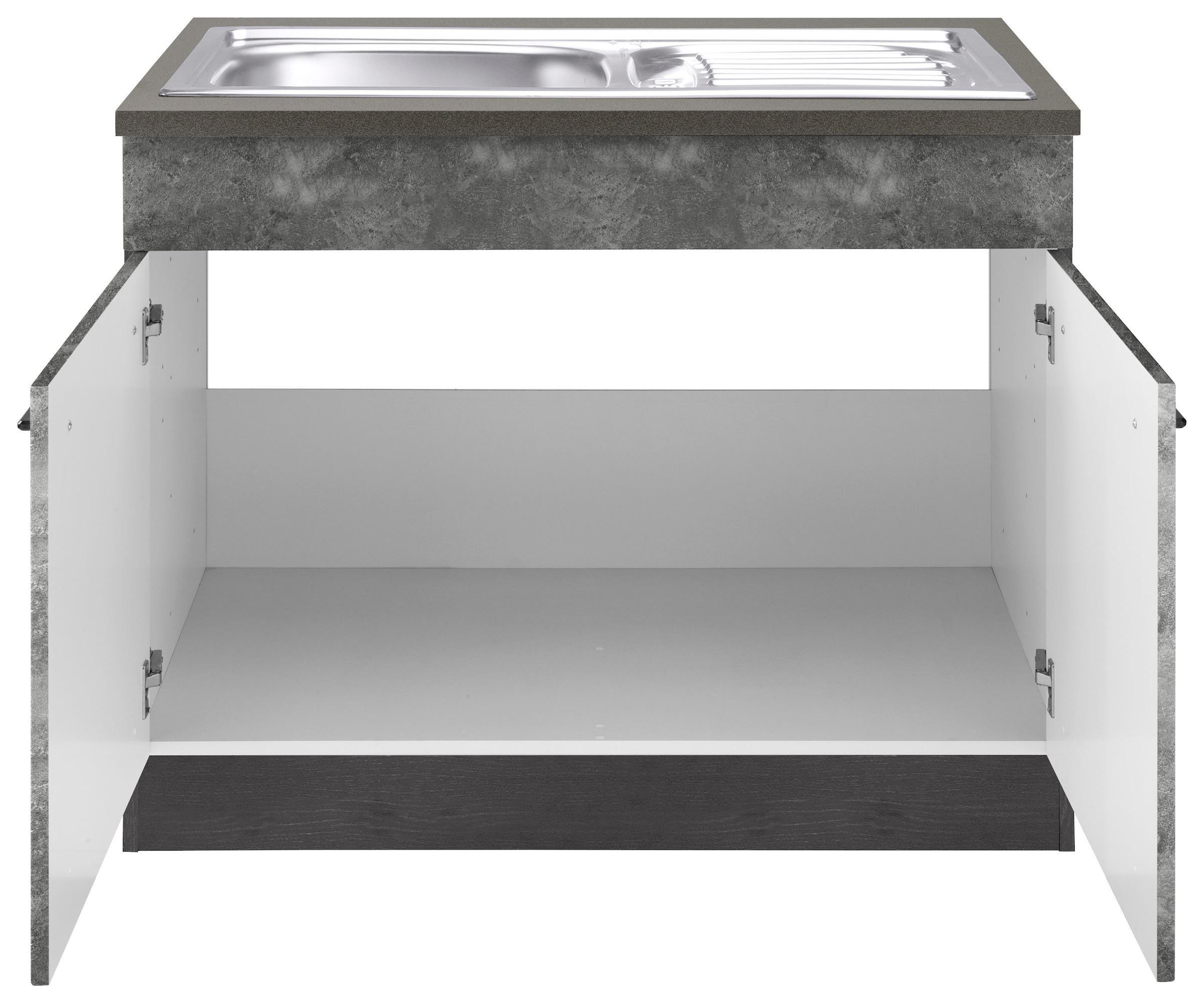 KOCHSTATION Spülenschrank »KS-Tulsa«, 100 cm breit, 2 Türen, Metallgriff, MDF Front, inkl. Einbauspüle