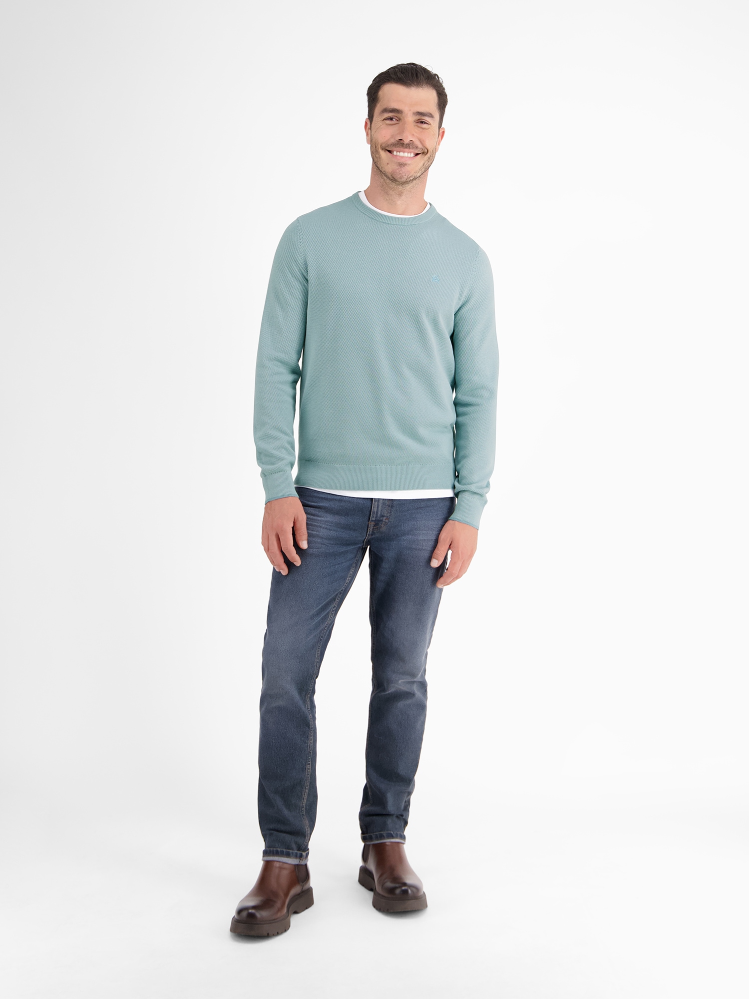 LERROS Strickpullover »LERROS Leichter Strickpullover mit schmaler Rippstruktur«