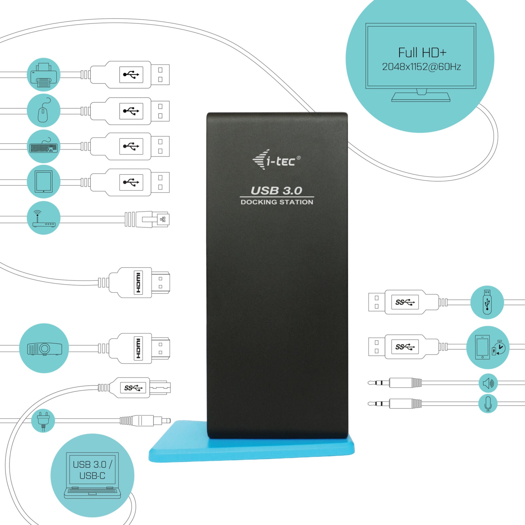 I-TEC Laptop-Dockingstation »USB 3.0/USB-C Dual HDMI Docking Station«