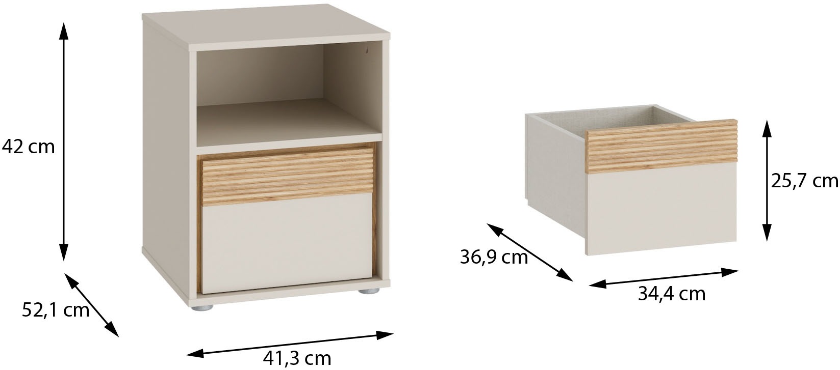 FORTE Nachtkommode, B/H/T 41,3/52,1/42 cm