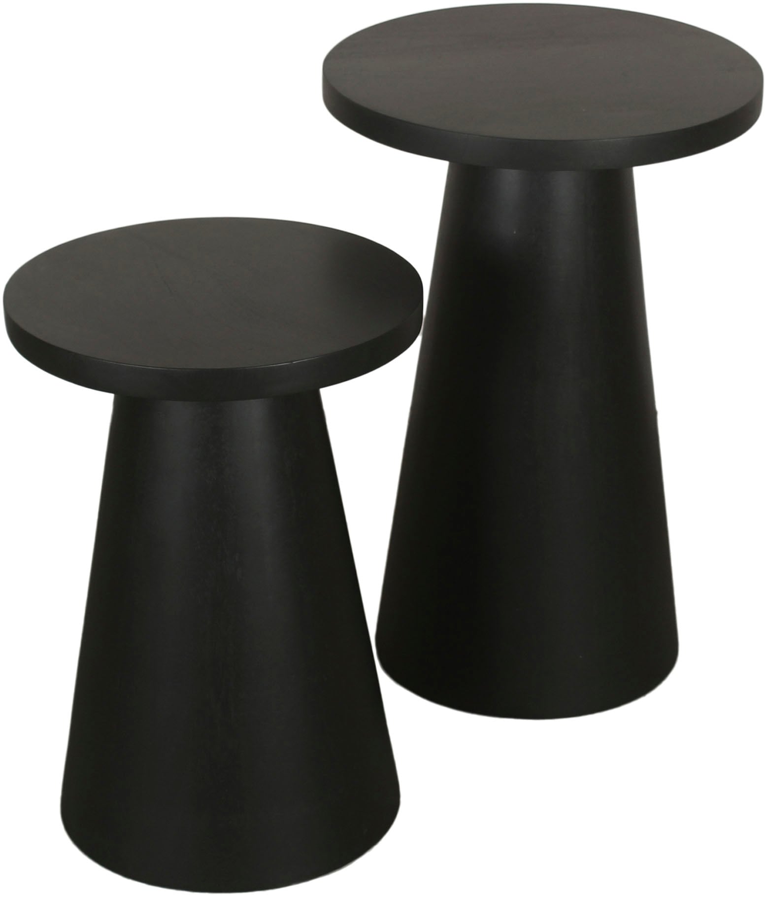 byLIVING Beistelltisch "Cone" Set, aus Massivholz in schwarz oder white wash, verschiedenen Größen