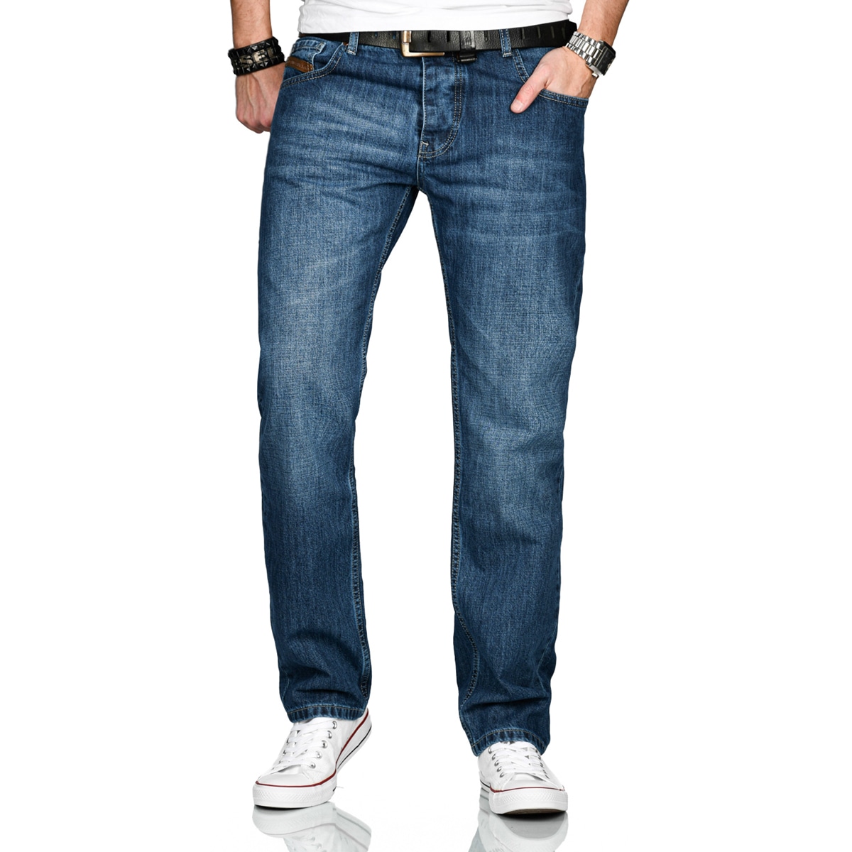 Alessandro Salvarini Comfort-fit-Jeans »A. Salvarini Marco Designer Herren Jeans Hose Basic Stretch Jeanshose Comfort Fit«