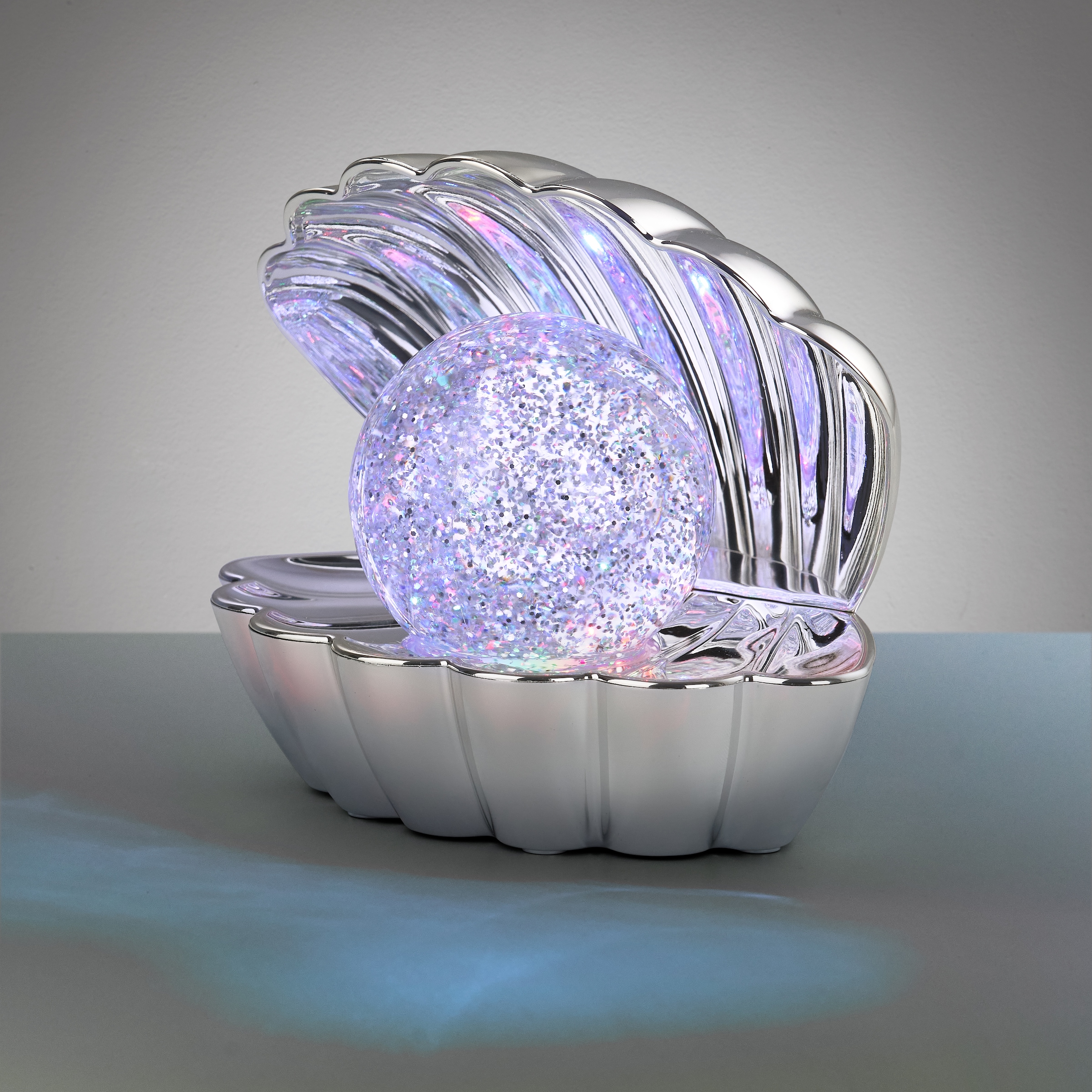 REALITY Leuchten LED Tischleuchte »SHELLY, Deko Tischlampe in Muschelform mit RGB Farbwechsel, 0,8W 15Lm« LED-Board 1 Stk. RGB Muschel Tischlampe mit Glitzerkugel und Farbwechsel inkl USB-Ladekabel