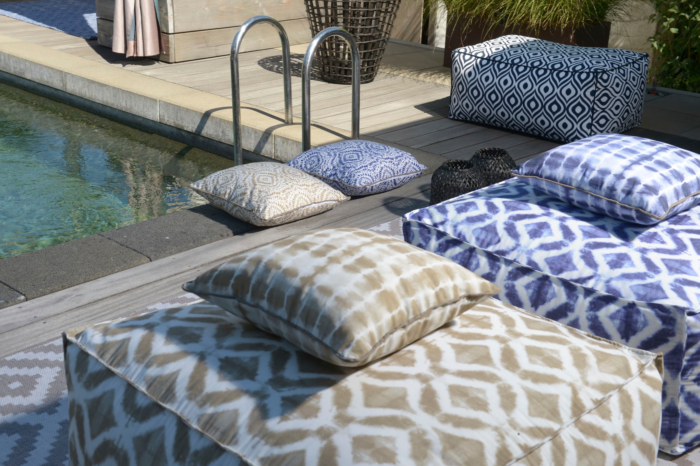 H.O.C.K. Dekokissen »Badu Batik Midnight Outdoor«, mit Keder, Kissenhülle mit Füllung, 1 Stück