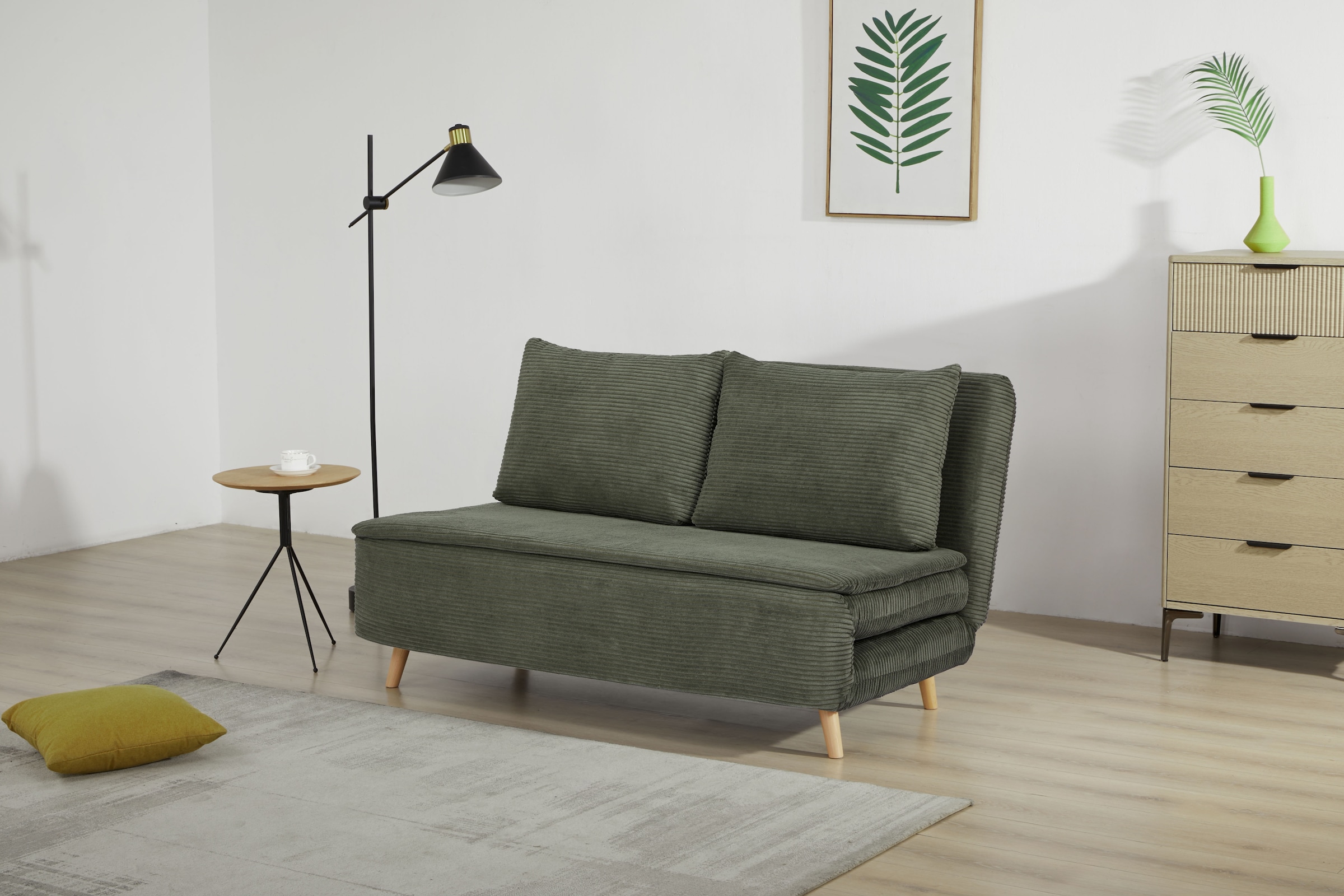 Home affaire Schlafsofa »AINSLEY 140 cm -2-Sitzer, verstellbare Rückenlehne« wandelbar zum Gästebett, Relaxsofa, Webstoff u. Cord-Bezug