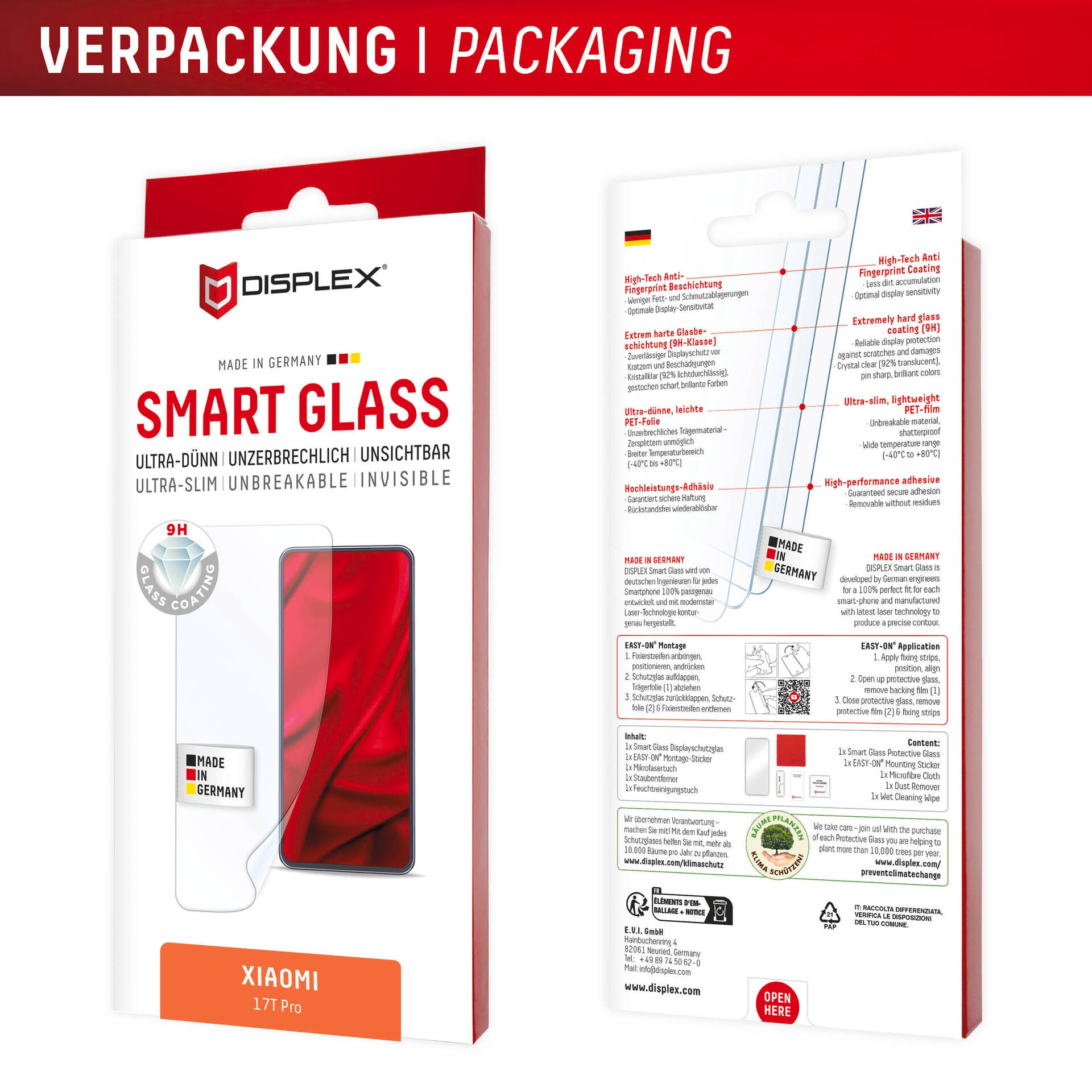 Displex Displayschutzglas »Smart Glass« für Smart Glass Xiaomi 17T Pro Displayschutzfolie