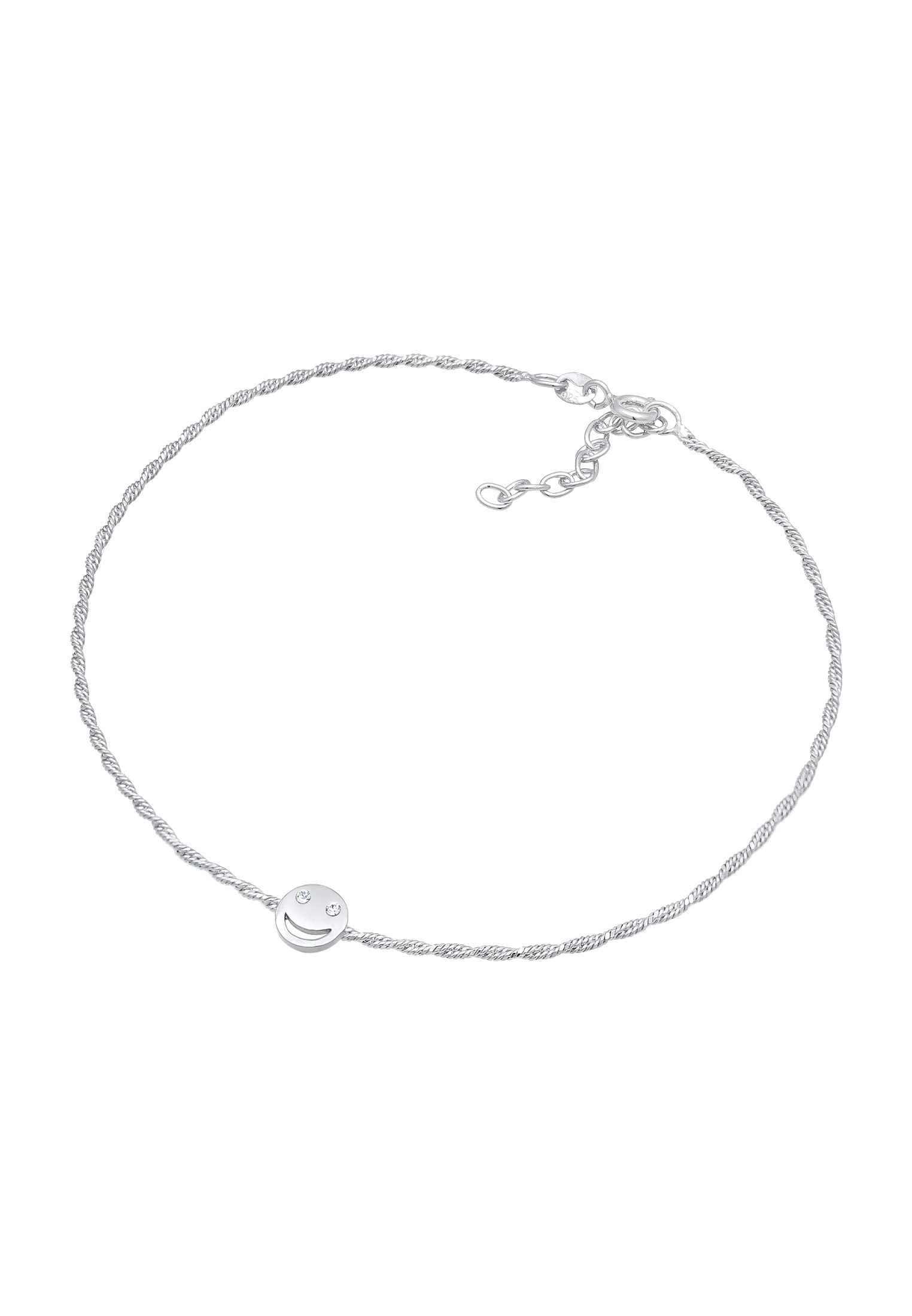 Elli Fußkette »Fußschmuck mit Smile Face Kristalle 925 Silber«