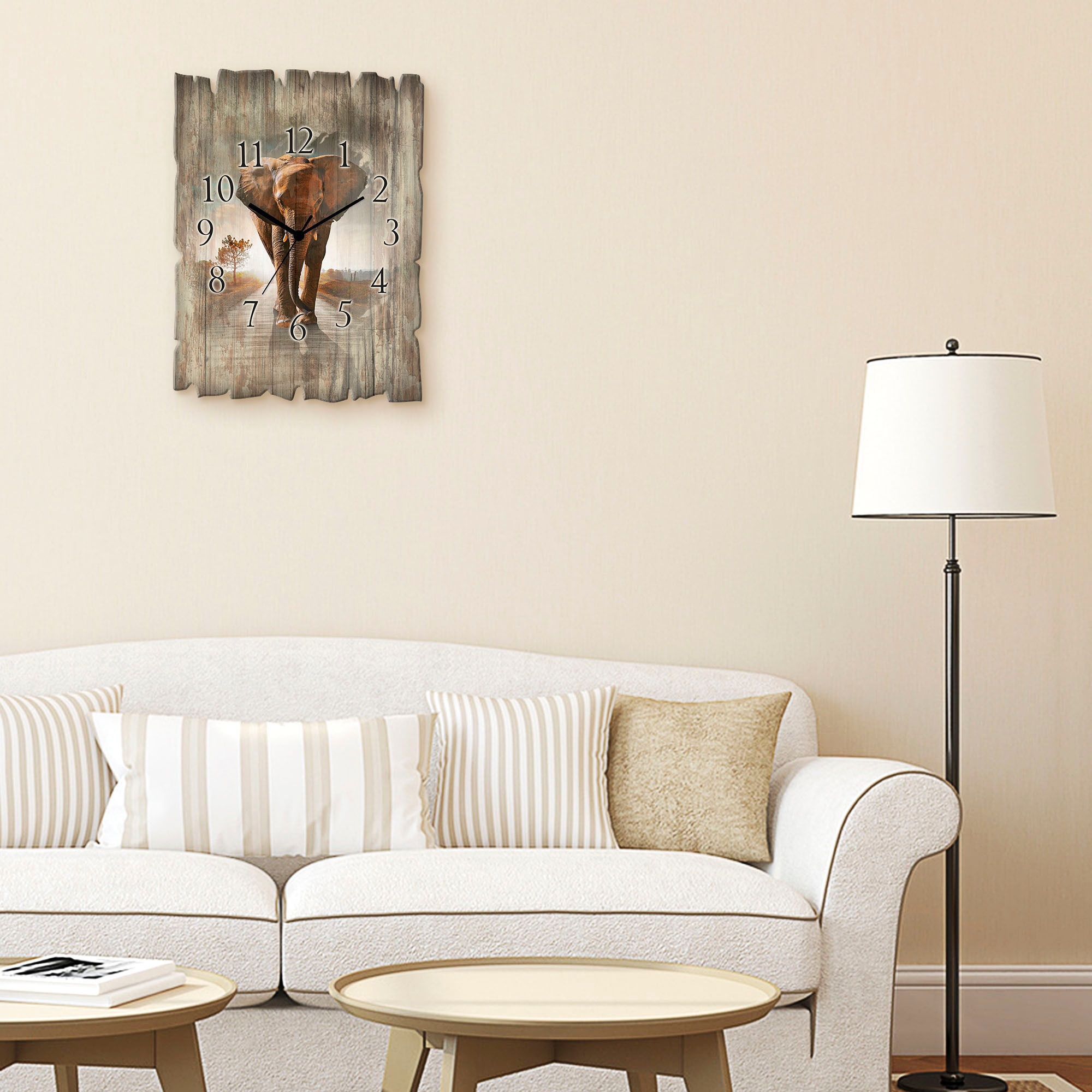 Artland Wanduhr »Ein Elefant läuft auf der Straße« wahlweise mit Quarz- oder Funkuhrwerk, lautlos ohne Tickgeräusche