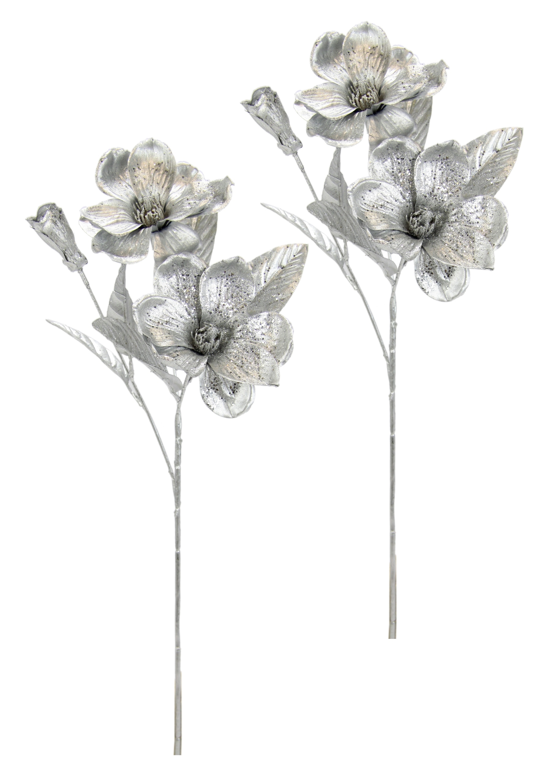 I.GE.A. Kunstblume »Magnolie« 2er Set Dekoblume Metallic Effekt glänzende Weihnachtsdeko Blüten