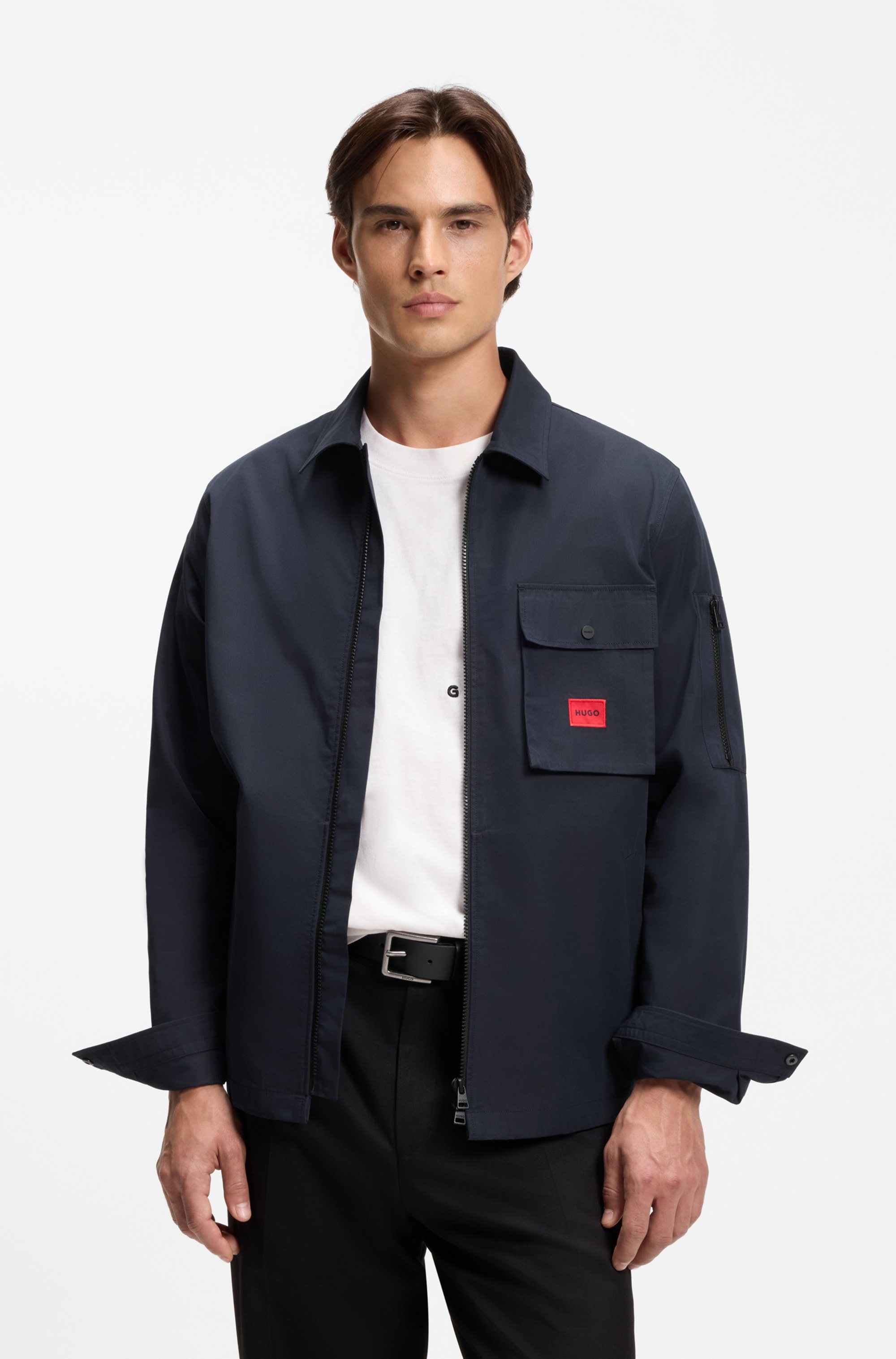 HUGO Langarmhemd »Emmond« Oversize Fit, 2-Wege-Zipper, Baumwoll-Mix