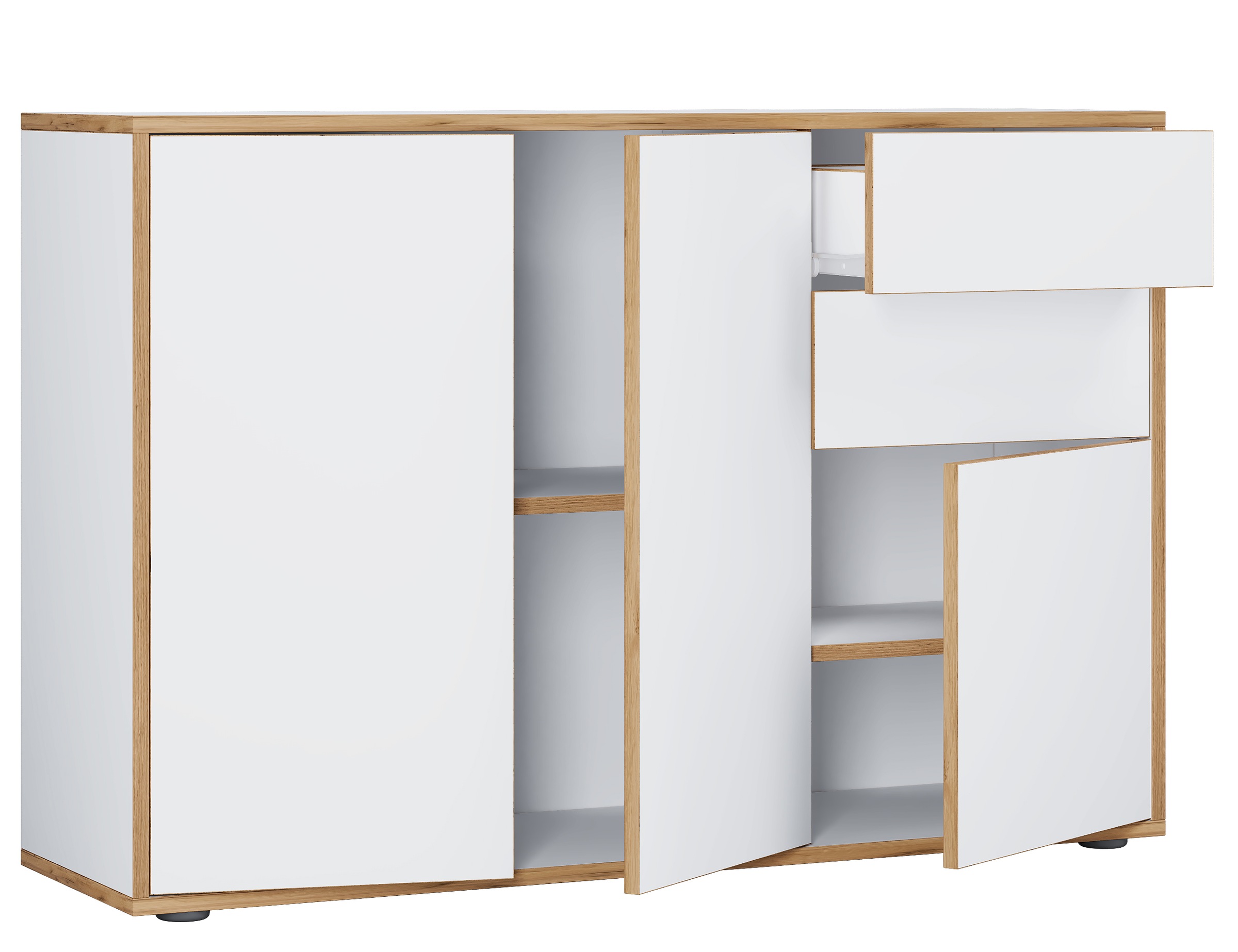 VCM Kommode »VCM Holz Kommode | Sideboard mit Drehtüren und Schubladen | Büromöbel | Maße ca H. 74 x B. 110 x T. 32cm - Salia«, (VCM Salia)