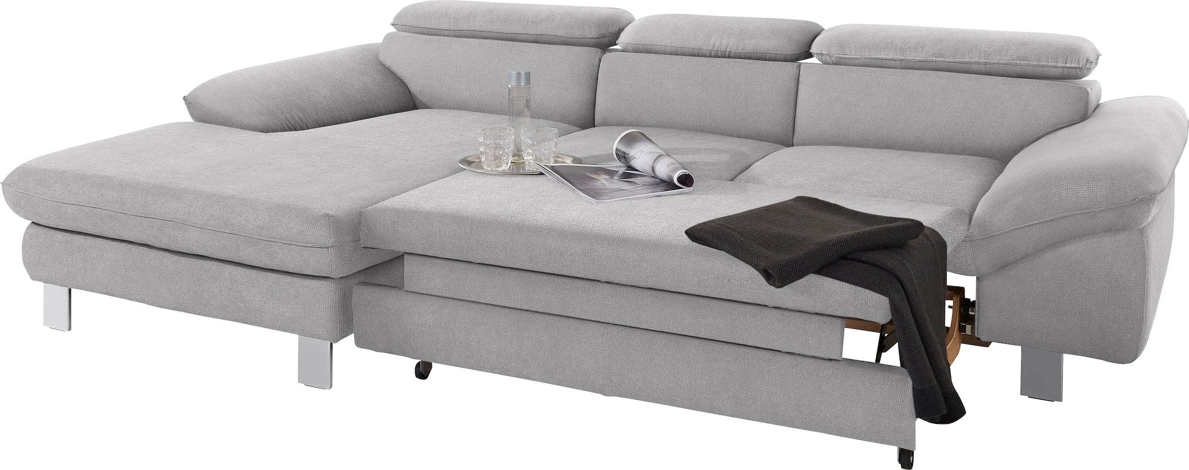 COTTA Polstergarnitur »Driver L-Form«, (Set, 2 tlg.), Set bestehend aus: Ecksofa mit Kopfteilverstellung & Hocker