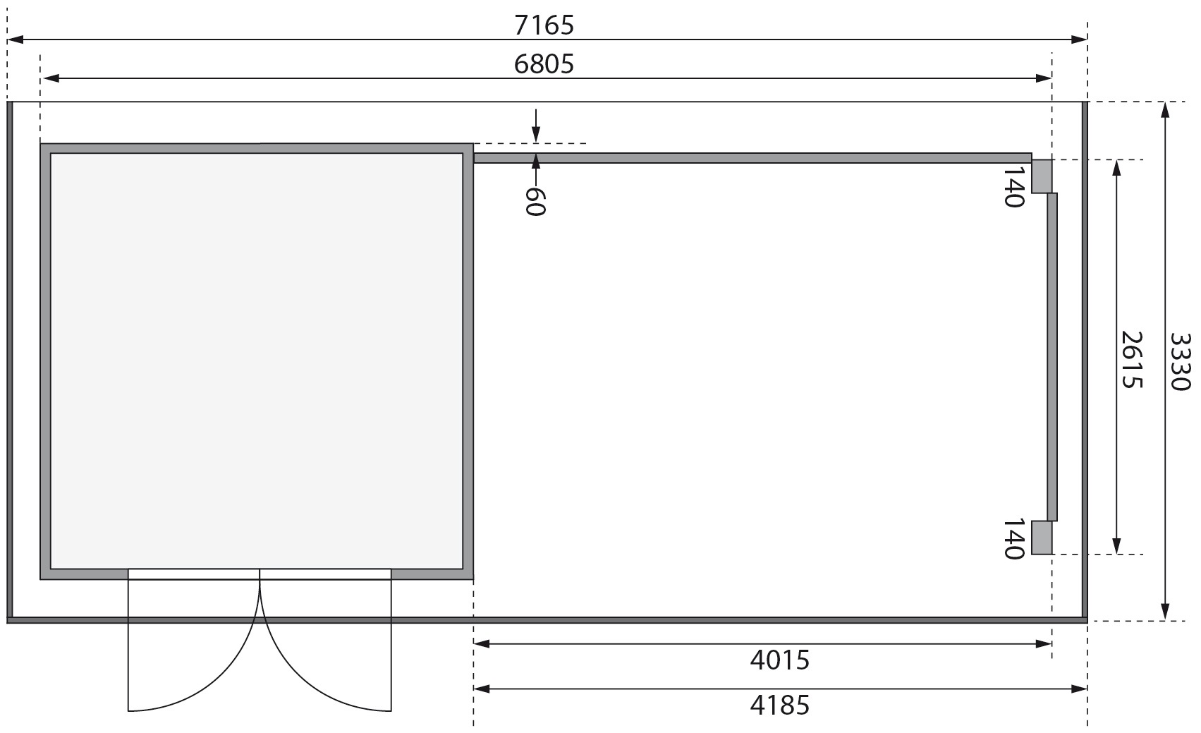 WOODFeeling Gartenhaus »Trittau 3«, mit Anbaudach