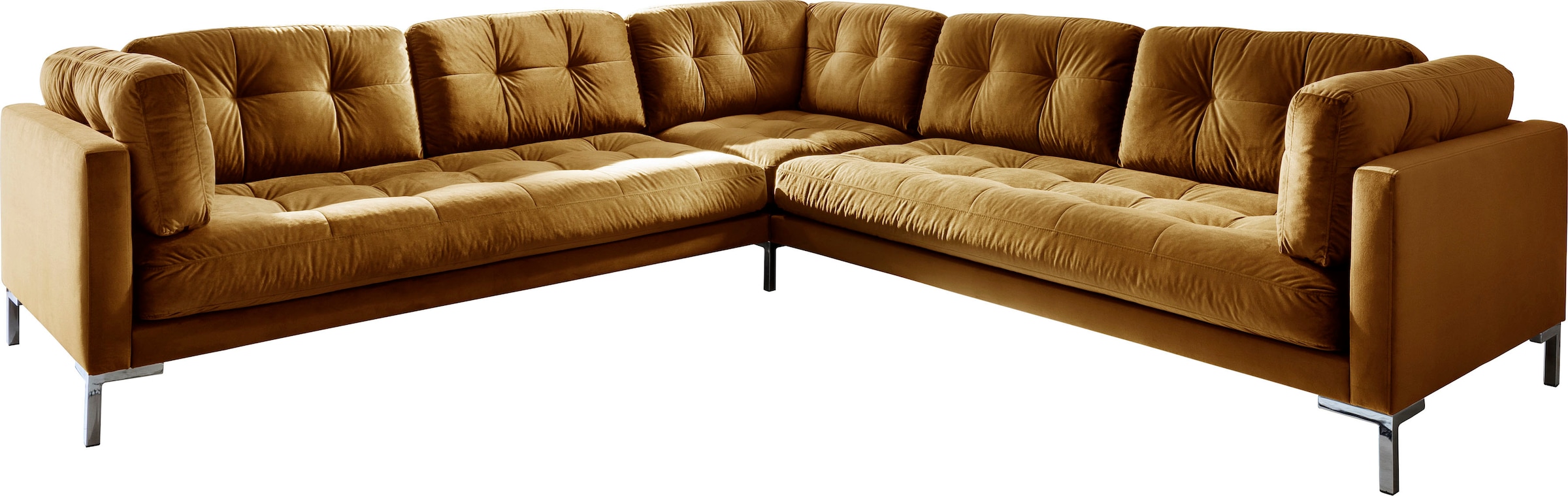 Trends by HG Wohnlandschaft »Landau U-Form« in Cord-Stoff mit Metallfuß