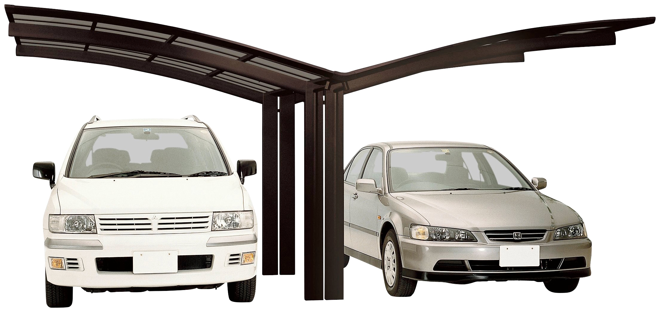 Doppelcarport »Portoforte Typ 60 Y-mattbraun«, Aluminium, 527 cm, braun, Aluminium