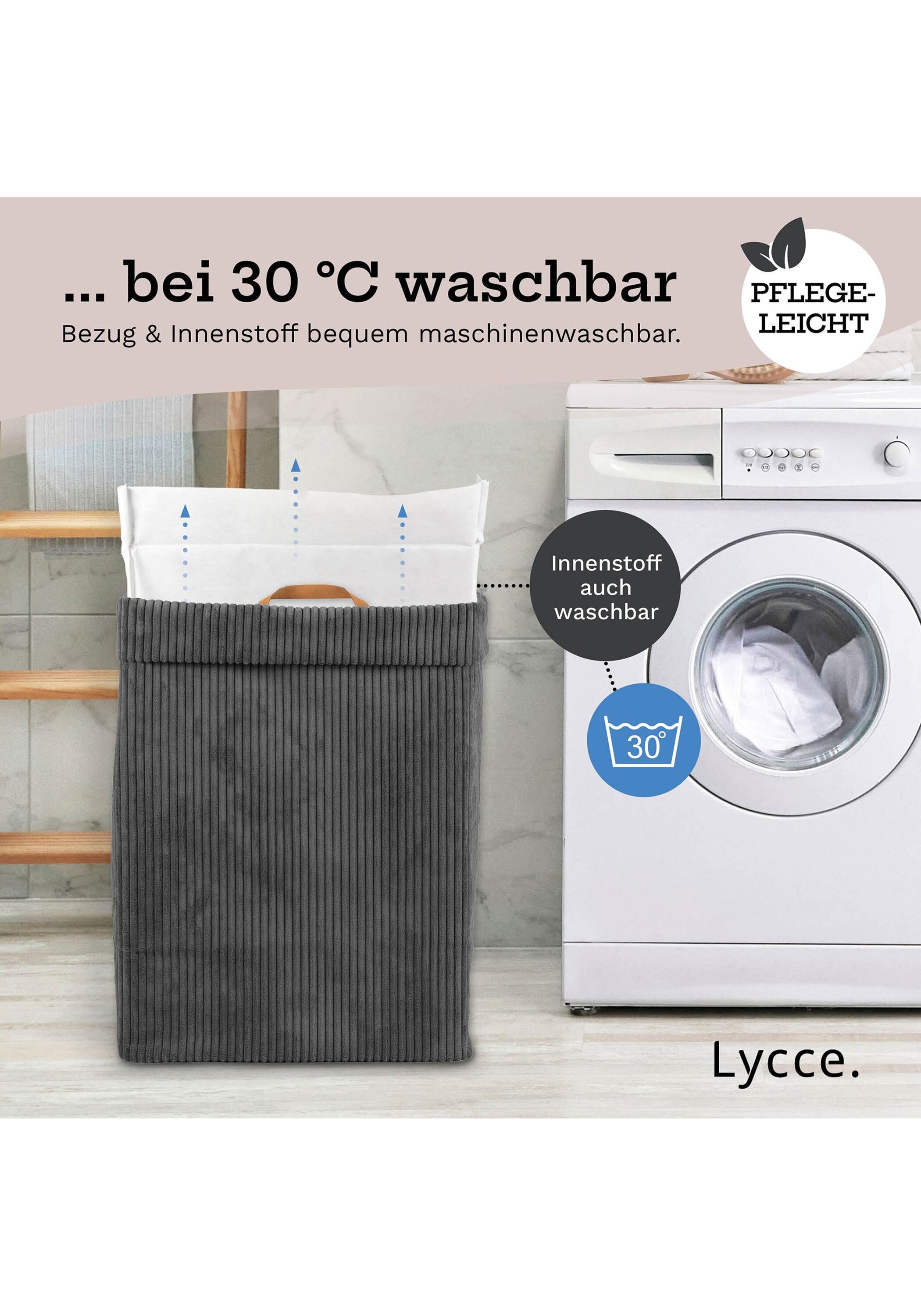 Lycce Wäschekorb »Wäschekorb Nischenwäschekorb Cord 1er Pack«