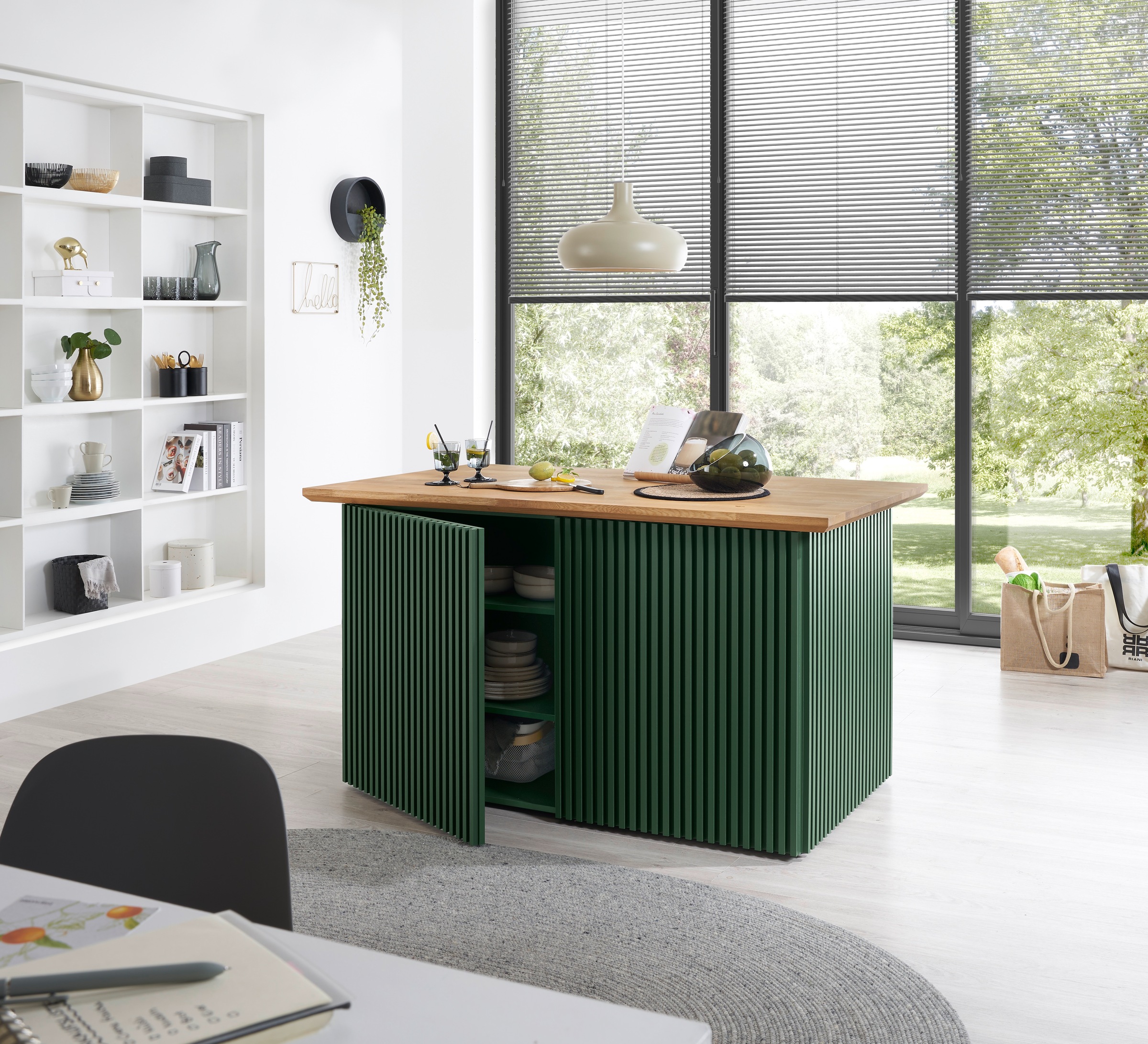 BASIC by Balculina Kücheninsel »Sandella B/H/T 160x87x90 cm« Breite 160 cm, Arbeitsplatte eiche massiv