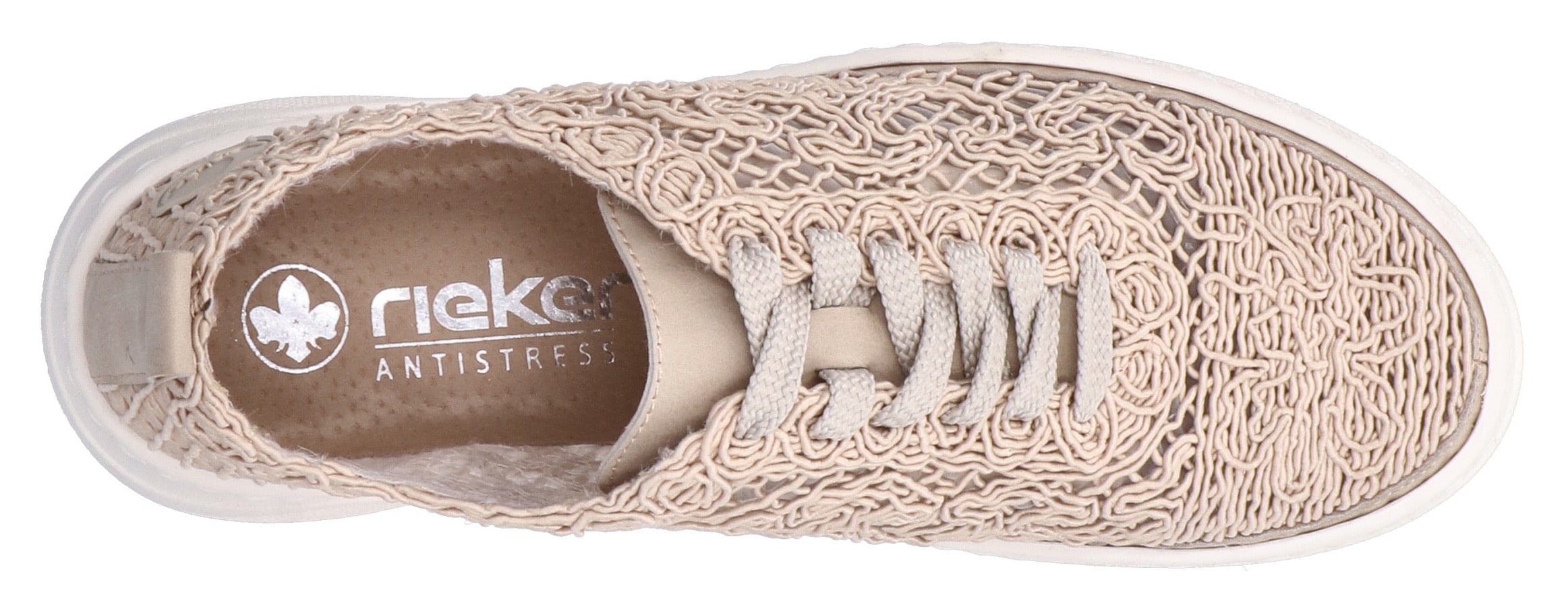 Rieker Plateausneaker, Schnürschuh, Halbschuh in sommerlicher Makramee-Optik