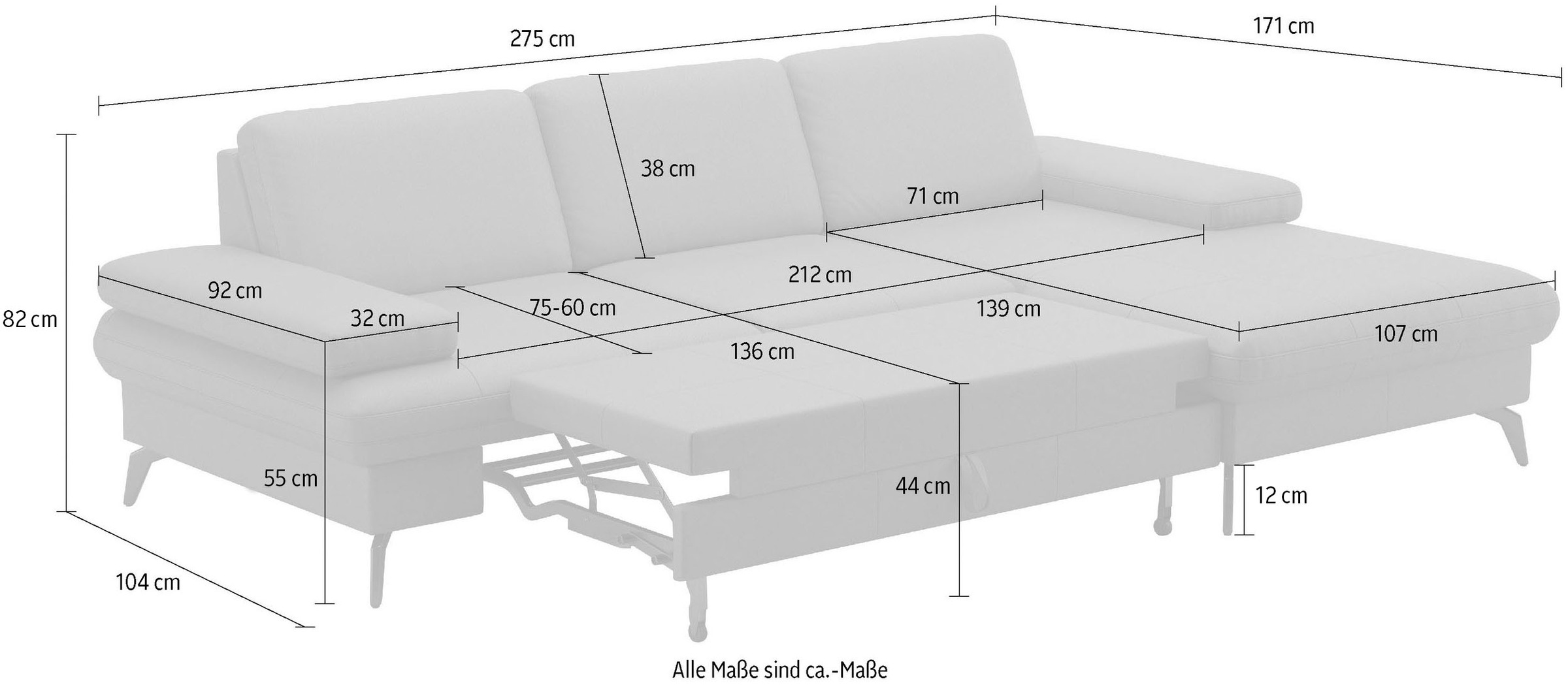 sit&more Ecksofa »Morris L-Form, inkl. Sitztiefenverstellung«, wahlweise mit Armteilverstellung, Bettfunktion & Bettkasten