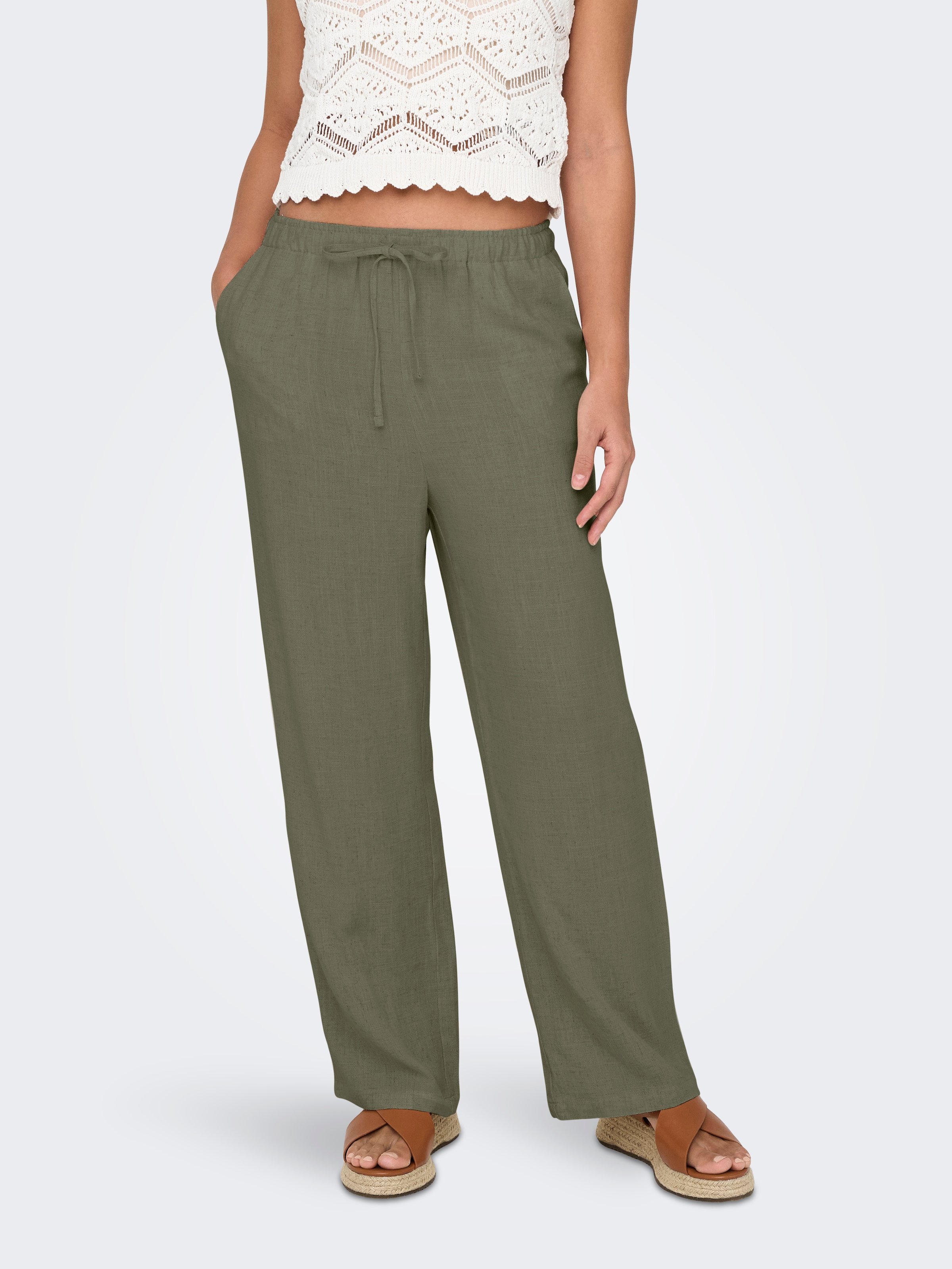 ONLY Schlupfhose »ONLSIESTA MW PULL-UP LINEN BL PNT NOOS«  Viskosemischung, straight fit
