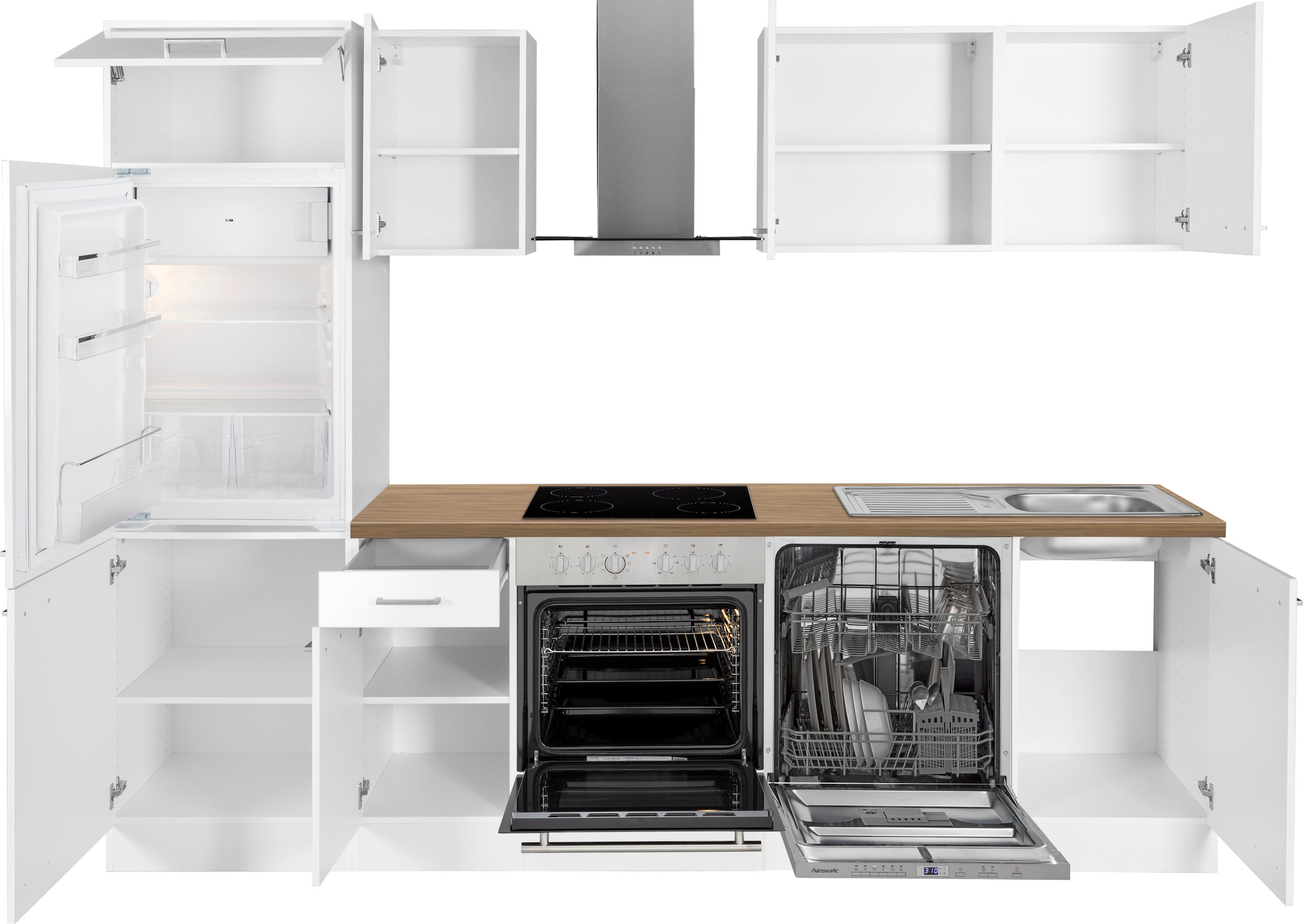OPTIFIT Küchenzeile »Iver«, der vollintegrierbaren wahlweise mit 270 cm oder Elektrogeräte Geschirrspüler ohne auf Marke bestellen inkl. breit, Rechnung HANSEATIC