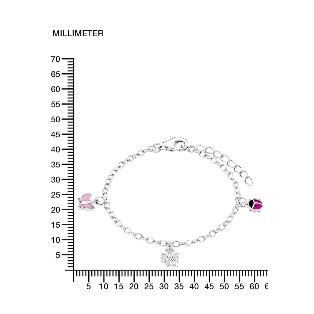 Prinzessin Lillifee Armband »9082414, Marienkäfer, Schmetterling, Kleeblatt«, mit Zirkonia (synth.)