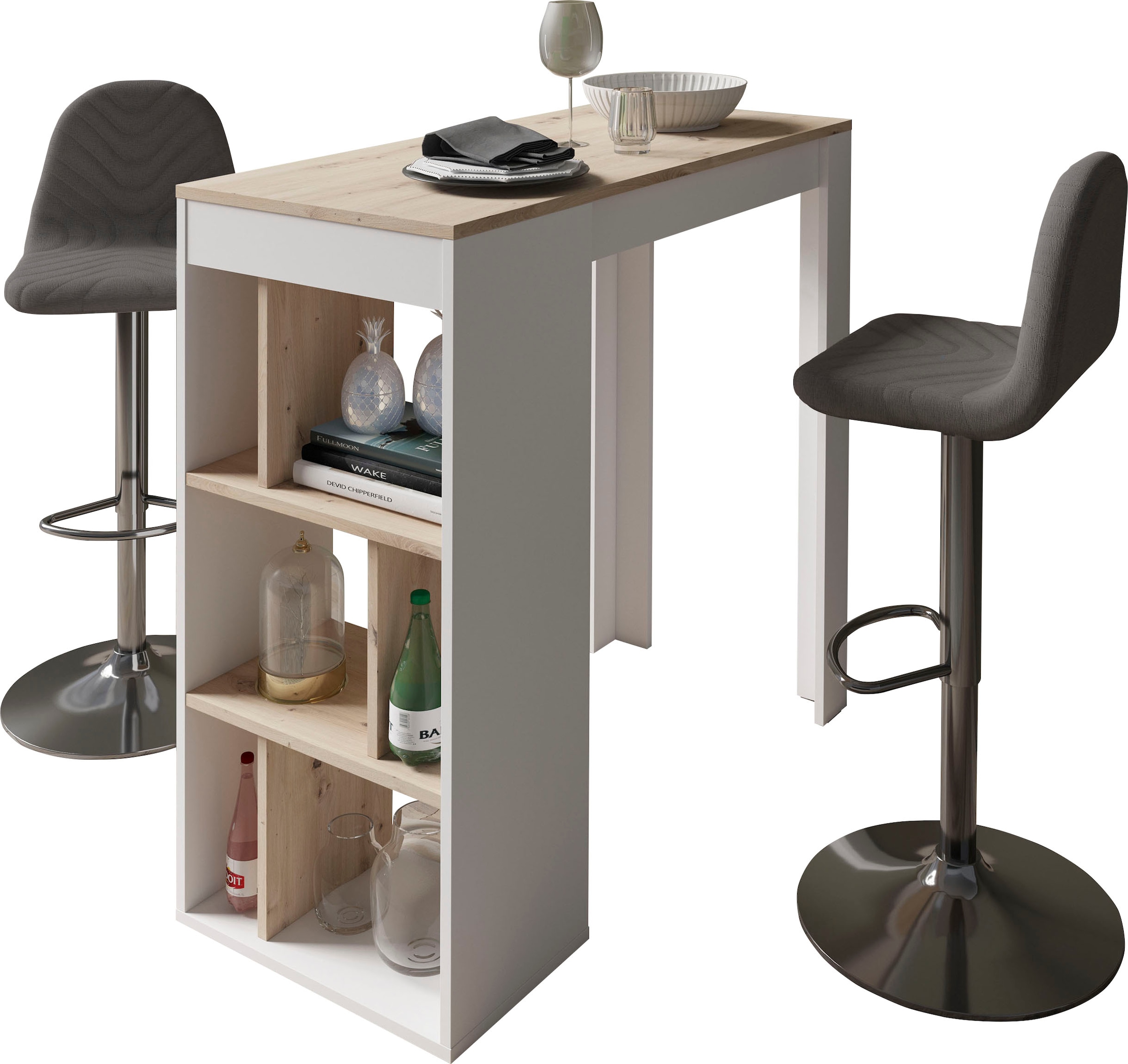 byLIVING Bargruppe »Essgruppe Casino 01, Moby« Set, Tisch mit Barhockern, 3 Stk. tlg. Barhocker höhenverstellbar