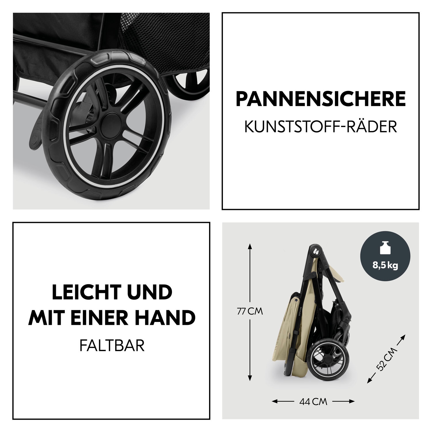 Hauck Kinder-Buggy »Shop N Care Trio Set«, inkl. Babyschale, Babywanne und Adapter